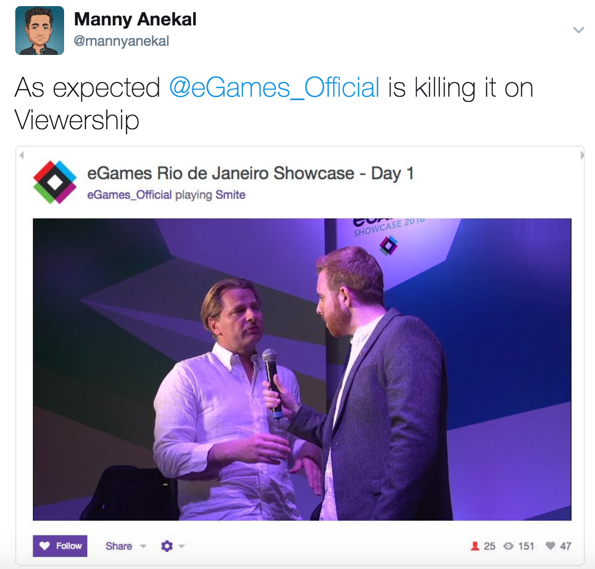 eGames Twitch Viewership (Photo: @mannyanekal Twitter)
