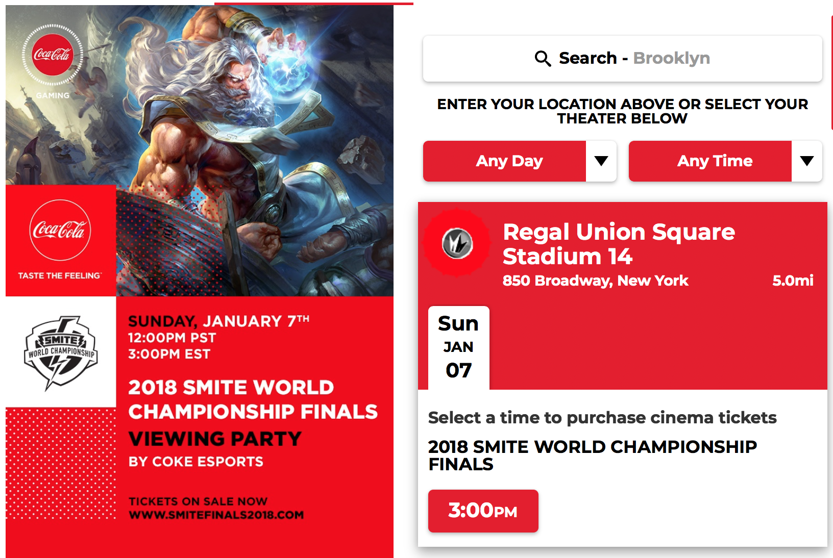 Coca-Cola Smite Viewing Party (Photo: Regal Cinemas)