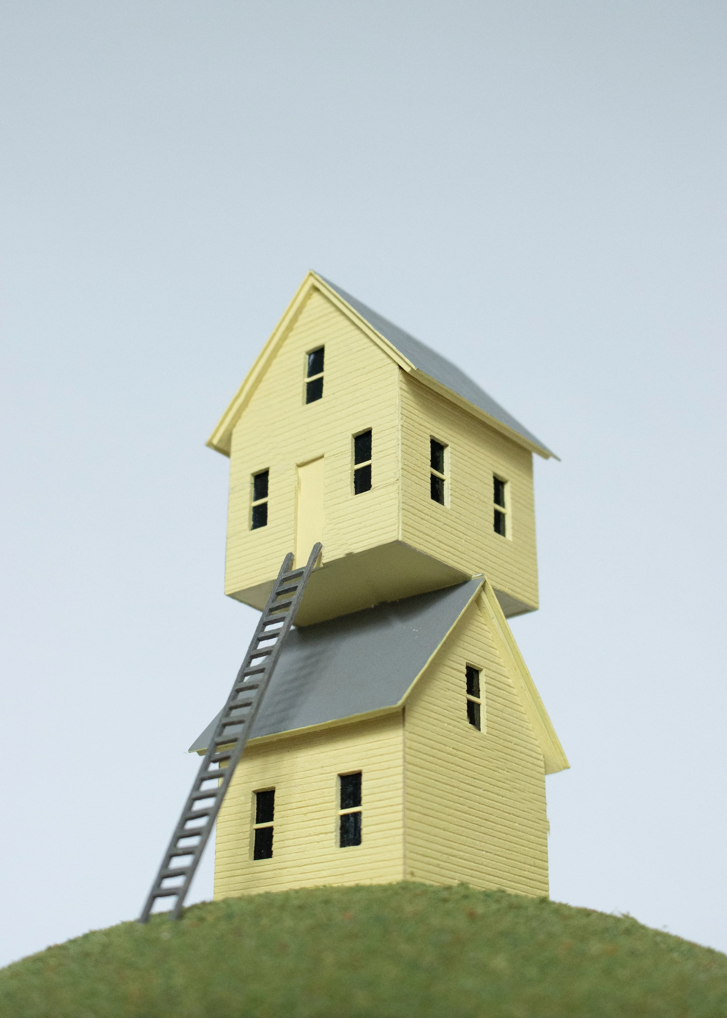  Walk-Up 2025 10.5 in x 8 in x 8 in Glass cloche, wood, foam, turf, aluminum, sandpaper, acrylic paint 