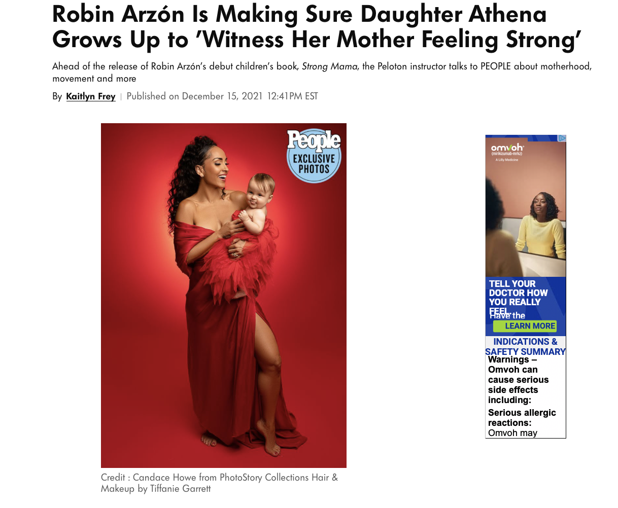 Powerful mommy and me portrait of Peloton's Robin Arzón created by Candace Howe Studios