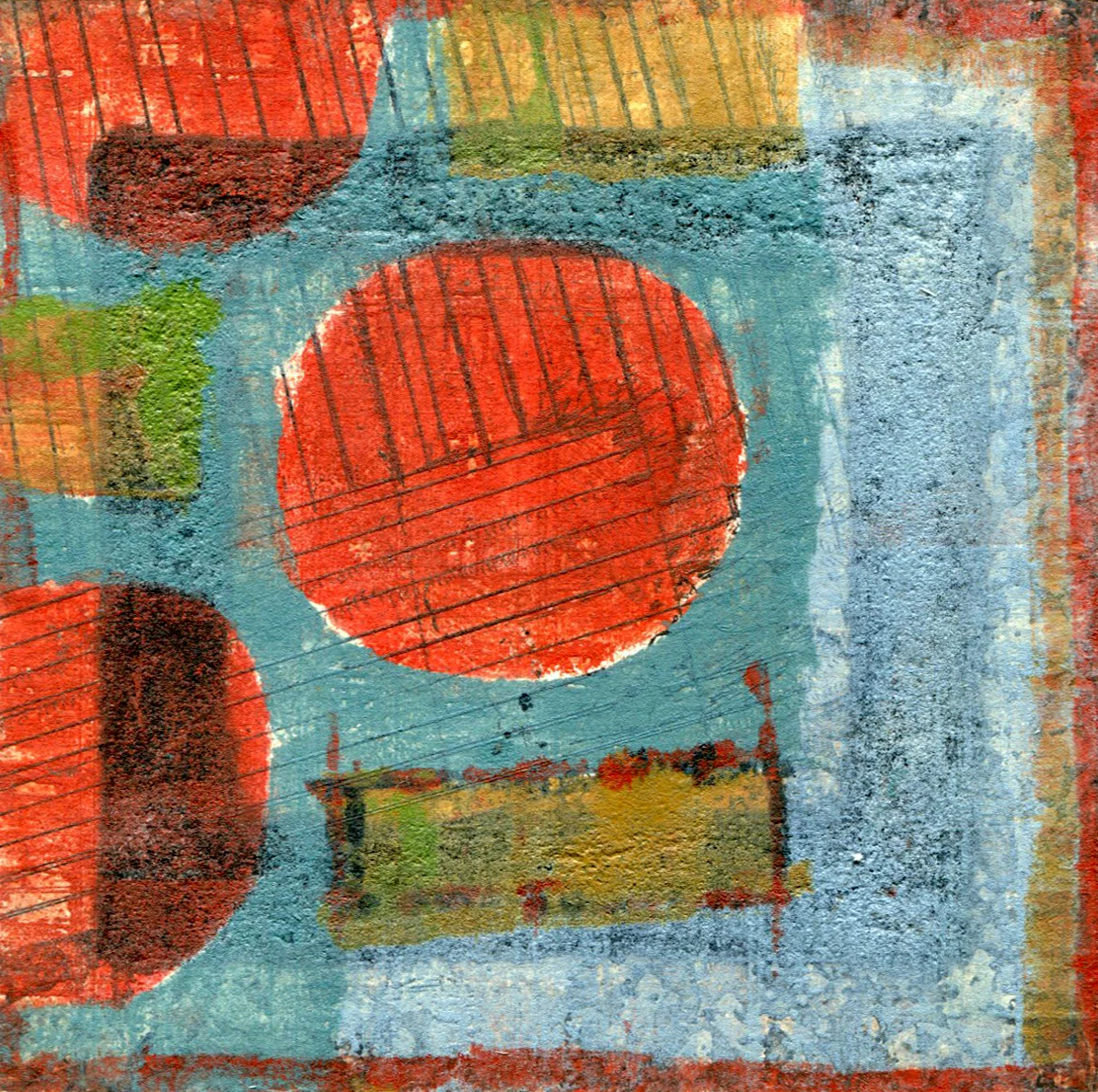 Walk Over 1 -Monotype Print Size: 10 x 10cm, Paper Size: 28 x 29cm