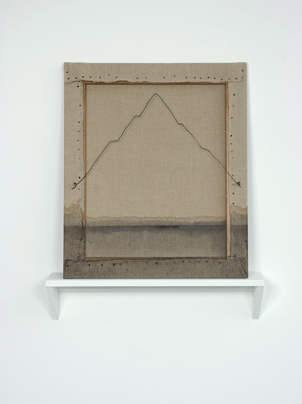 The Back 40, 2012, linen, wood, wire, and dye, 26.5” x 22”