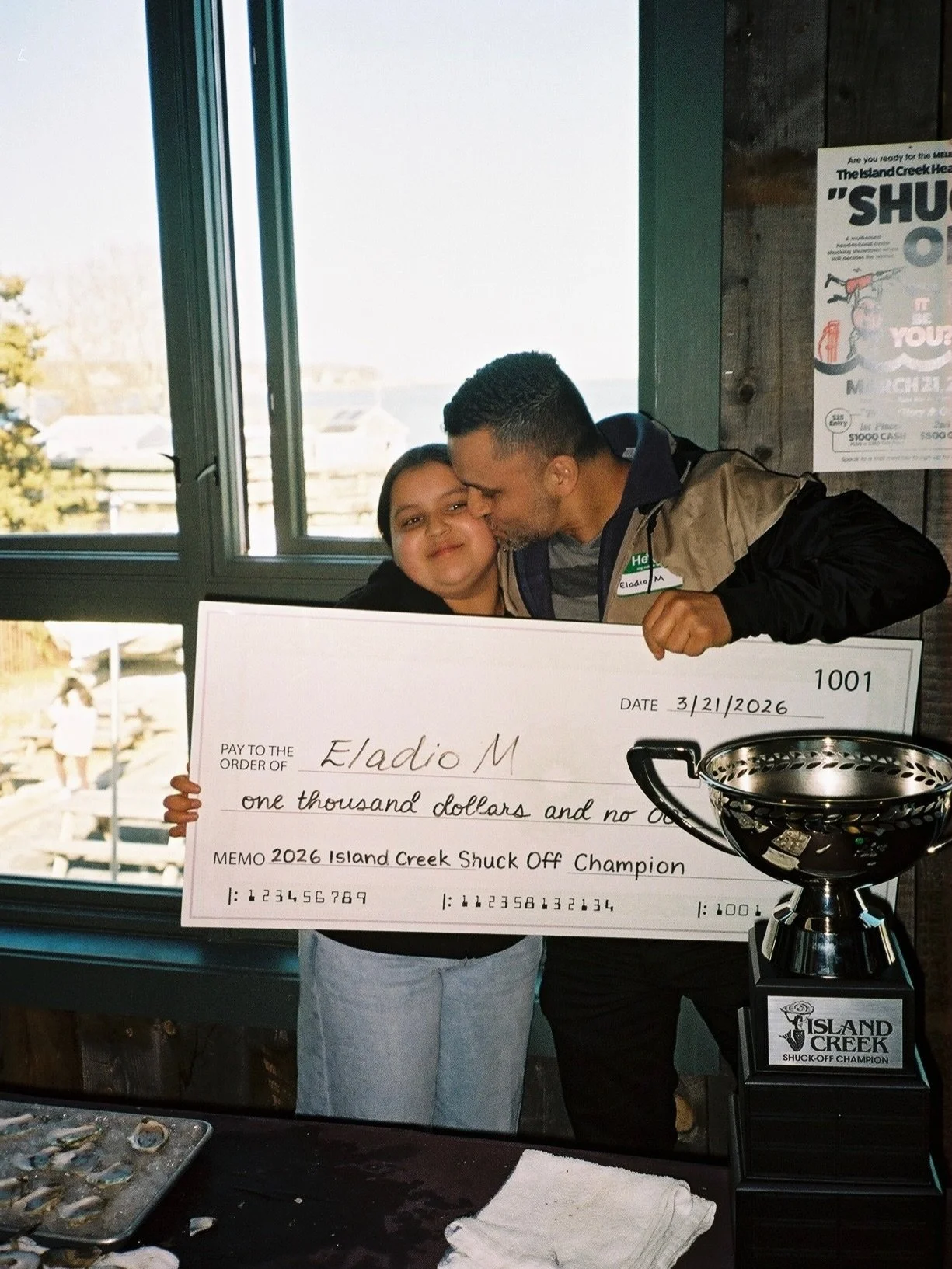 film photos from when our very own @eladiocatano won the @islandcreekoysters shucking competition 🦪