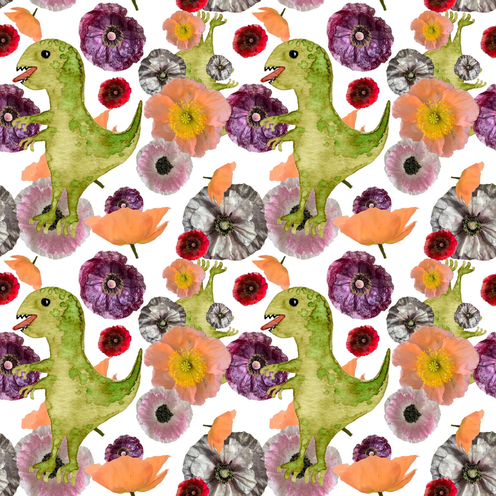 T. Rex in Poppies X4 (white).jpg