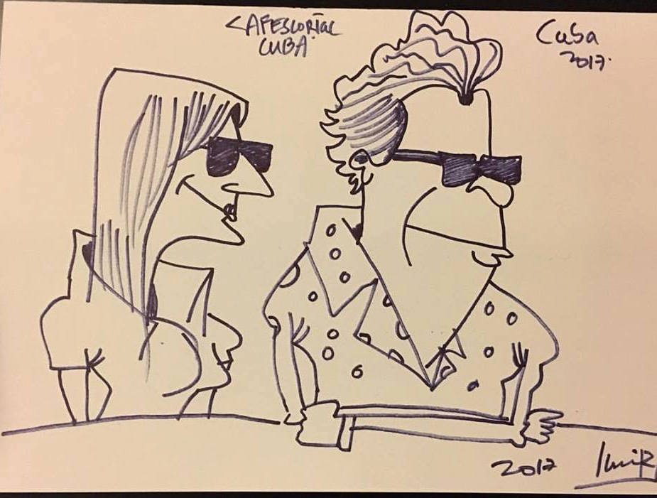 This was drawn for us by a street artist - they are described in guide books as nuisances, but we love this likeness and were happy to pay $5 for it.