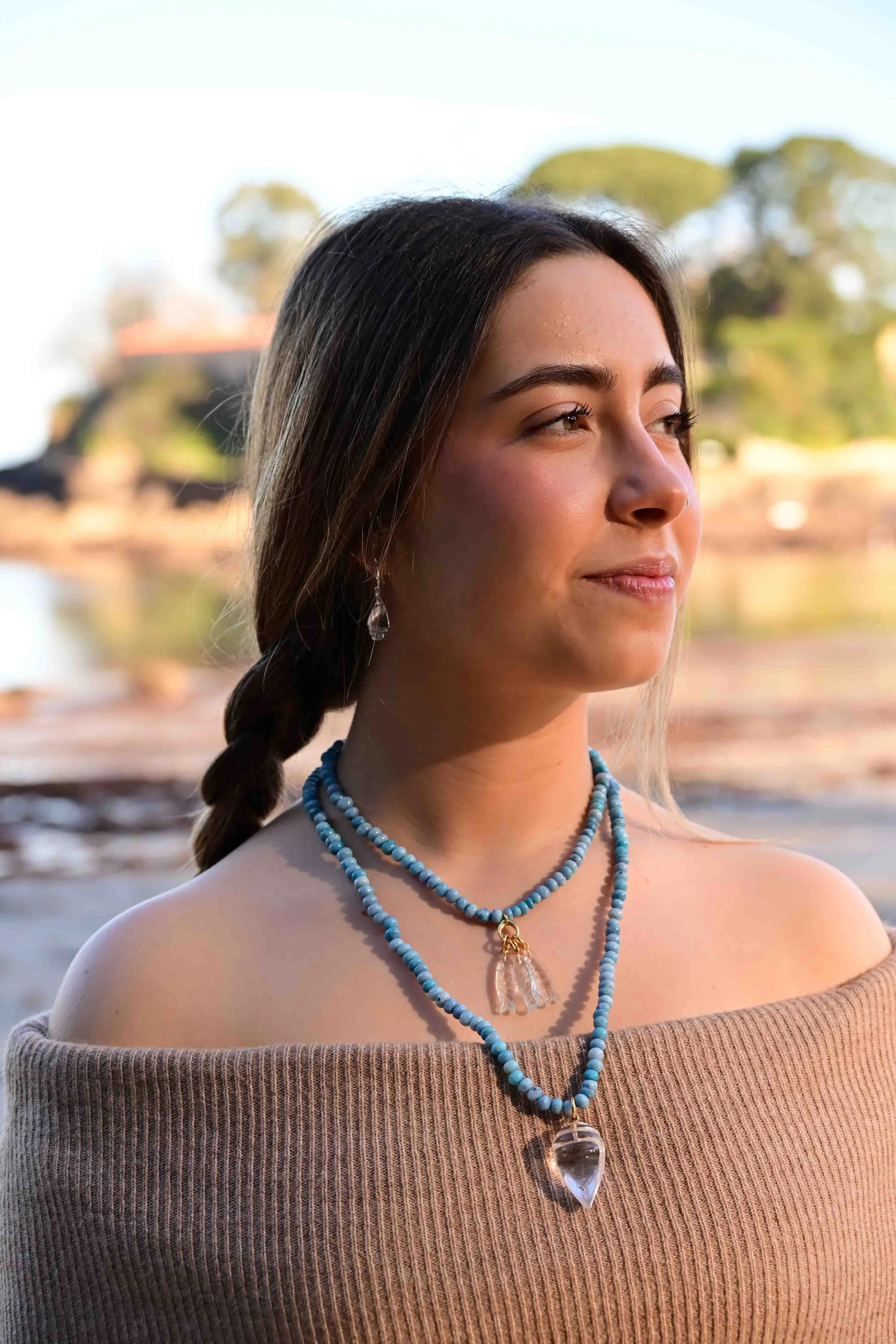 Serenity Shell Necklace (Blue opal- Clear quartz)WEB 1.jpg