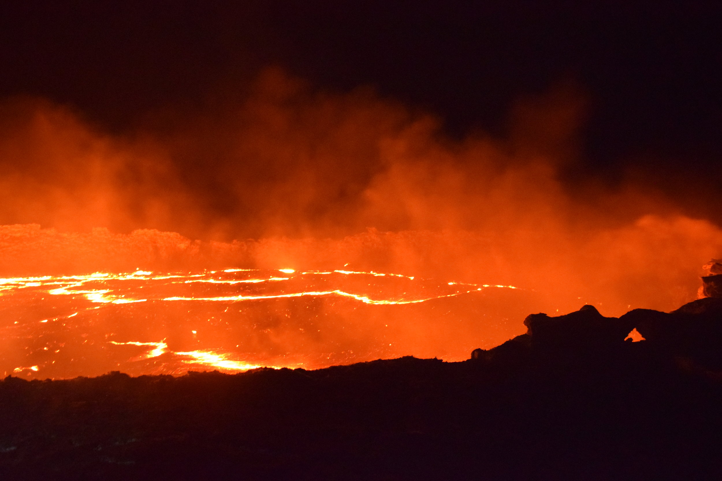 Poisonious gases rising from the world's second largest lava lake