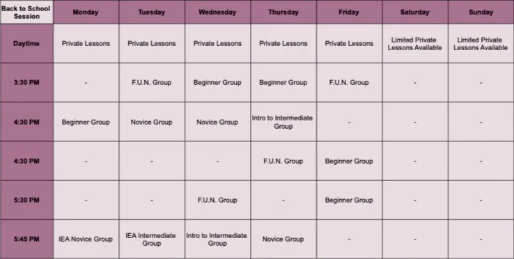 Lesson Schedule — The Stables at Frederica