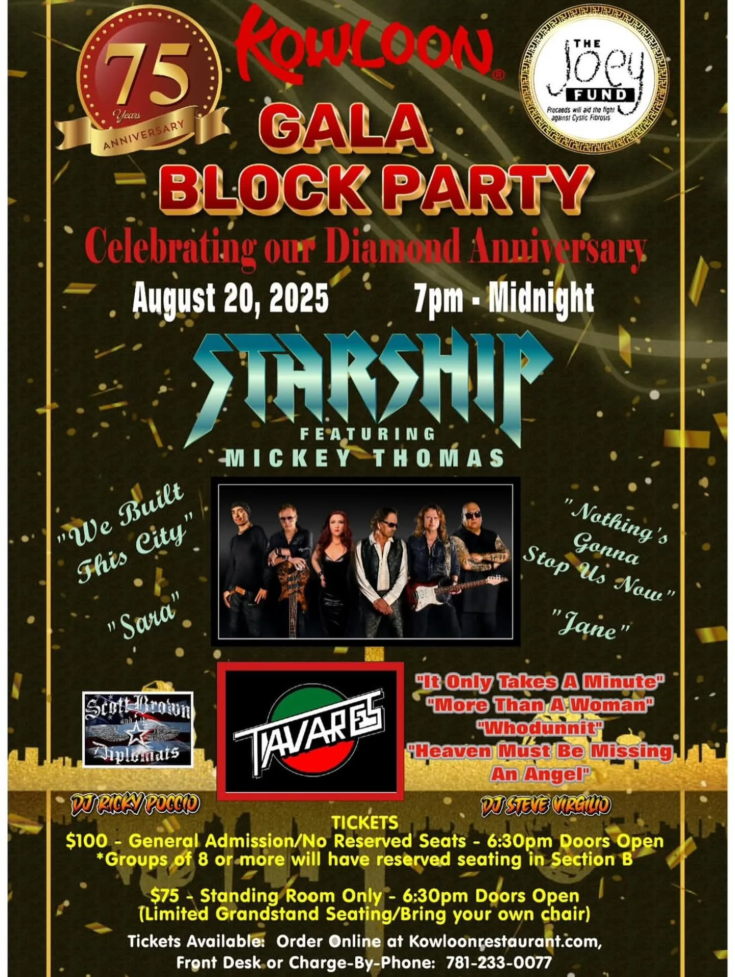 As if we couldn&rsquo;t love the Kowloon even more, they turn around and help us out ONCE AGAIN. 

Come celebrate the Kowloon&rsquo;s 75th 💎Anniversary on August 20th - not only do you know the food will be insane, but @starship is performing, all y