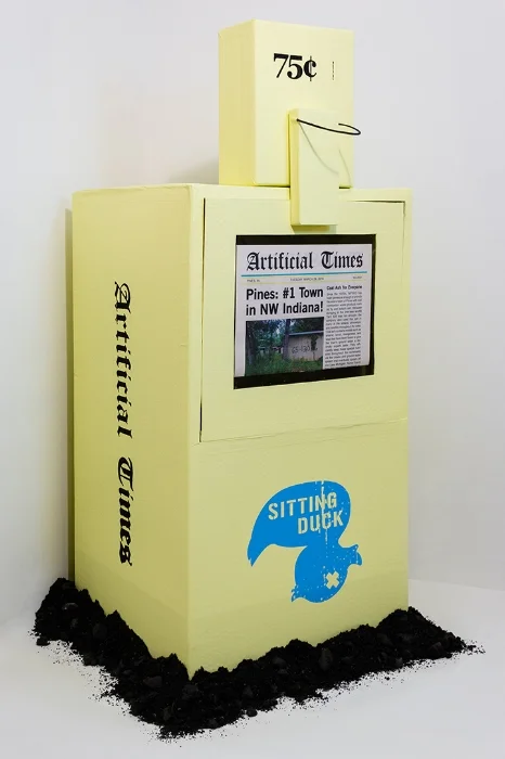 Artificial Times cardboard Newspaper Dispenser with coal ash