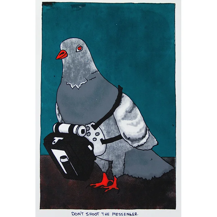 CIA Pigeon Camera, silkscreen, 2015