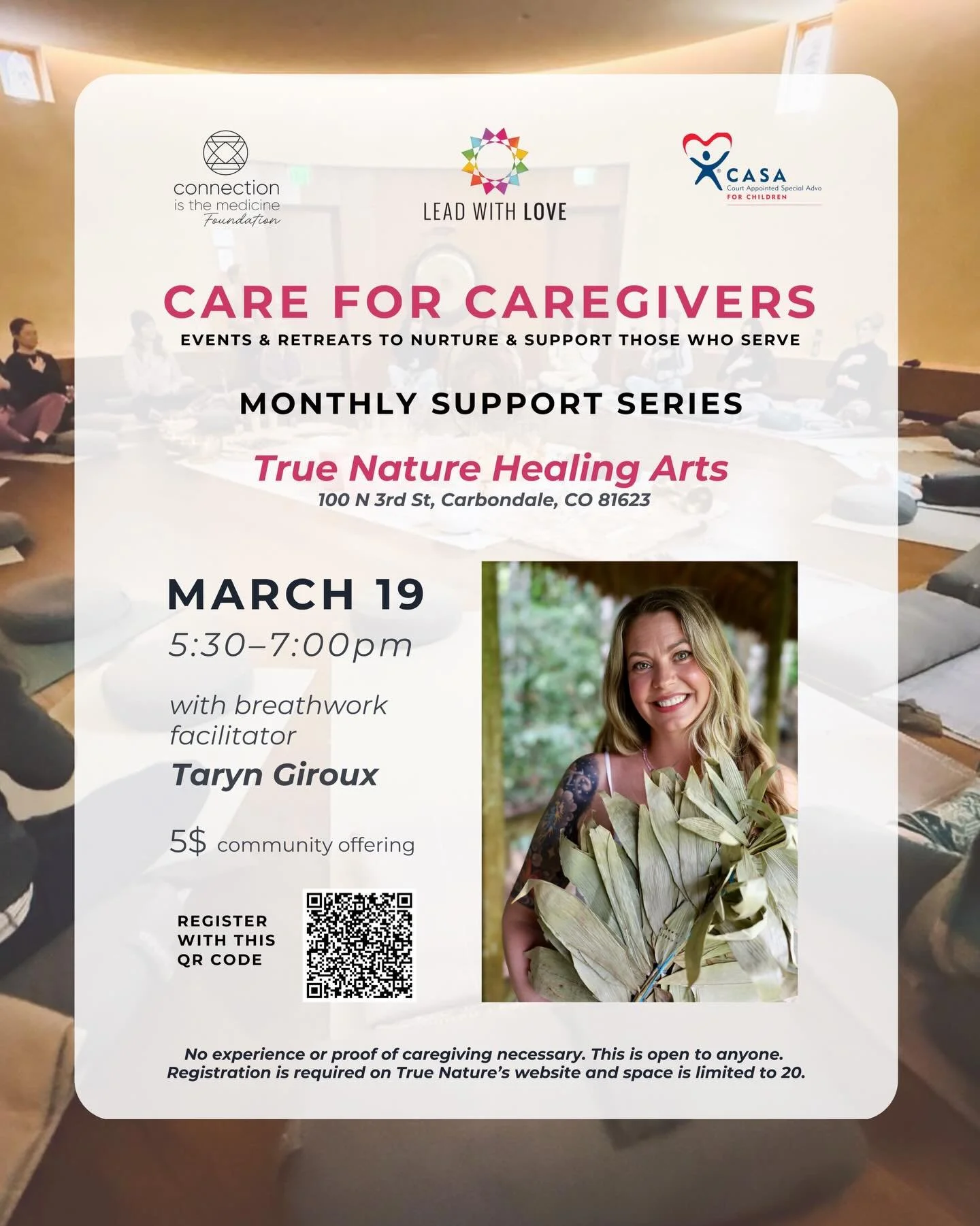 Caregivers give so much to others &mdash; this space is for you. 💛

Join us 𝐌𝐚𝐫𝐜𝐡 𝟏𝟗 | 𝟓:𝟑𝟎&ndash;𝟕:𝟎𝟎 𝐏𝐌 at @truenaturehealingarts for a gentle evening of guided breathwork with facilitator @iam.taryn.it.up .

Together we&rsquo;ll ga