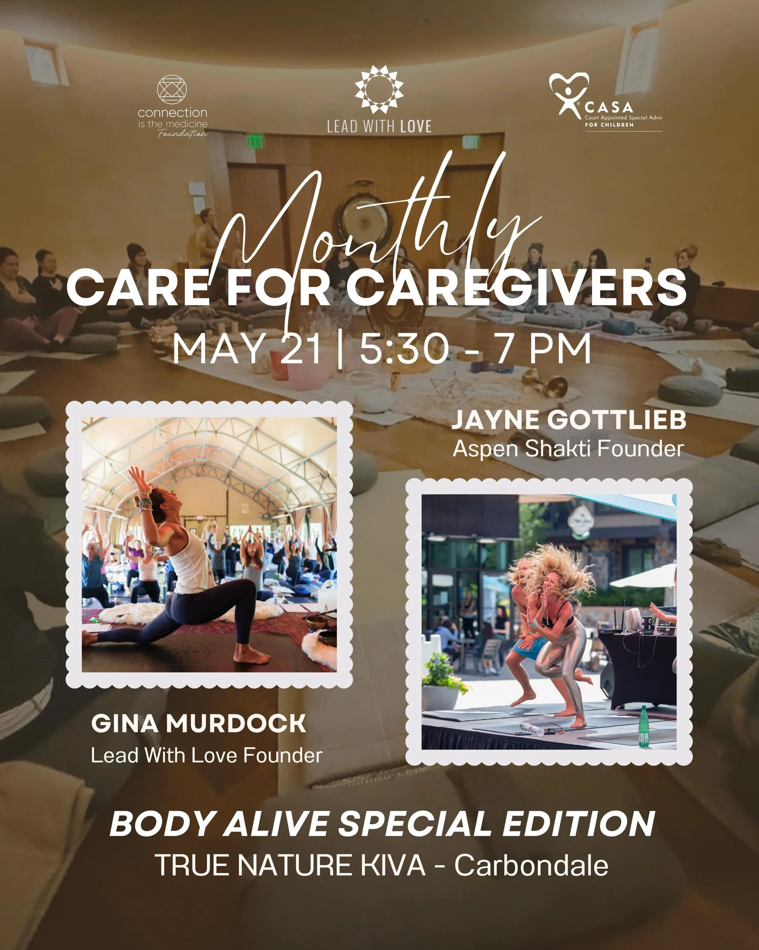 Caregivers! You are in for a treat! 🤩

This month for our monthly support series at the Magical @truenaturehealingarts Kiva in Carbondale join Lead with Love Founder @ginamurdockaspen with one of her beloved soul sisters the enigmatic founder of @as