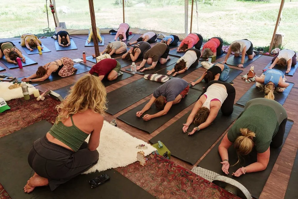 Morning yoga at Beyul Retreat Center
