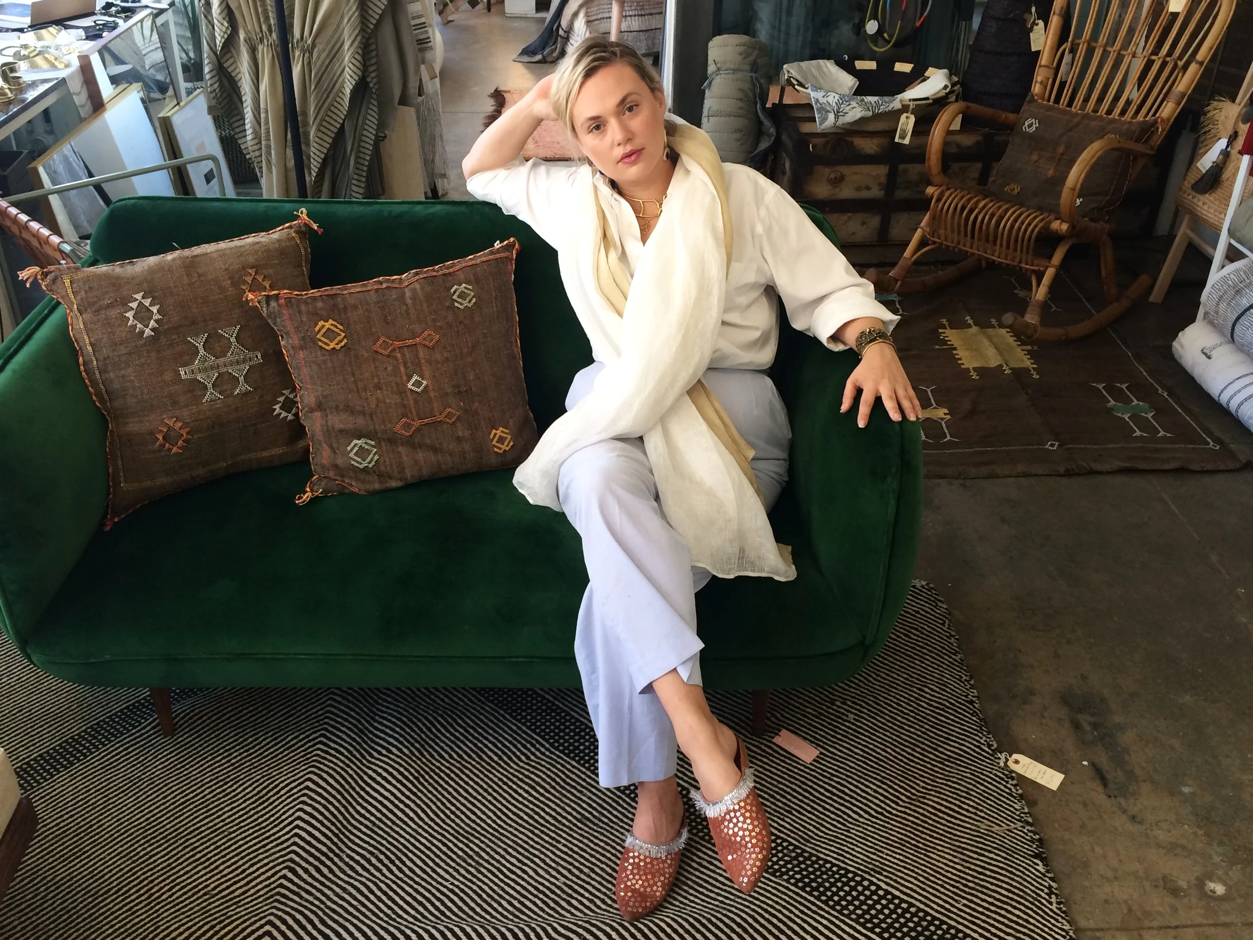 HILDE wears our babouche in spice