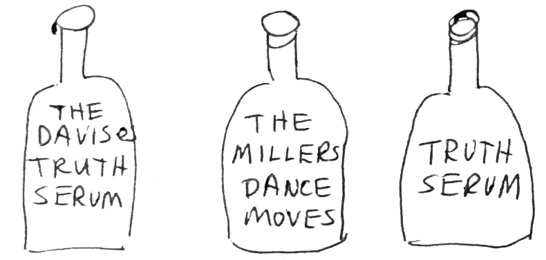 Susan's drawings of the custom decanters she gifted last year.