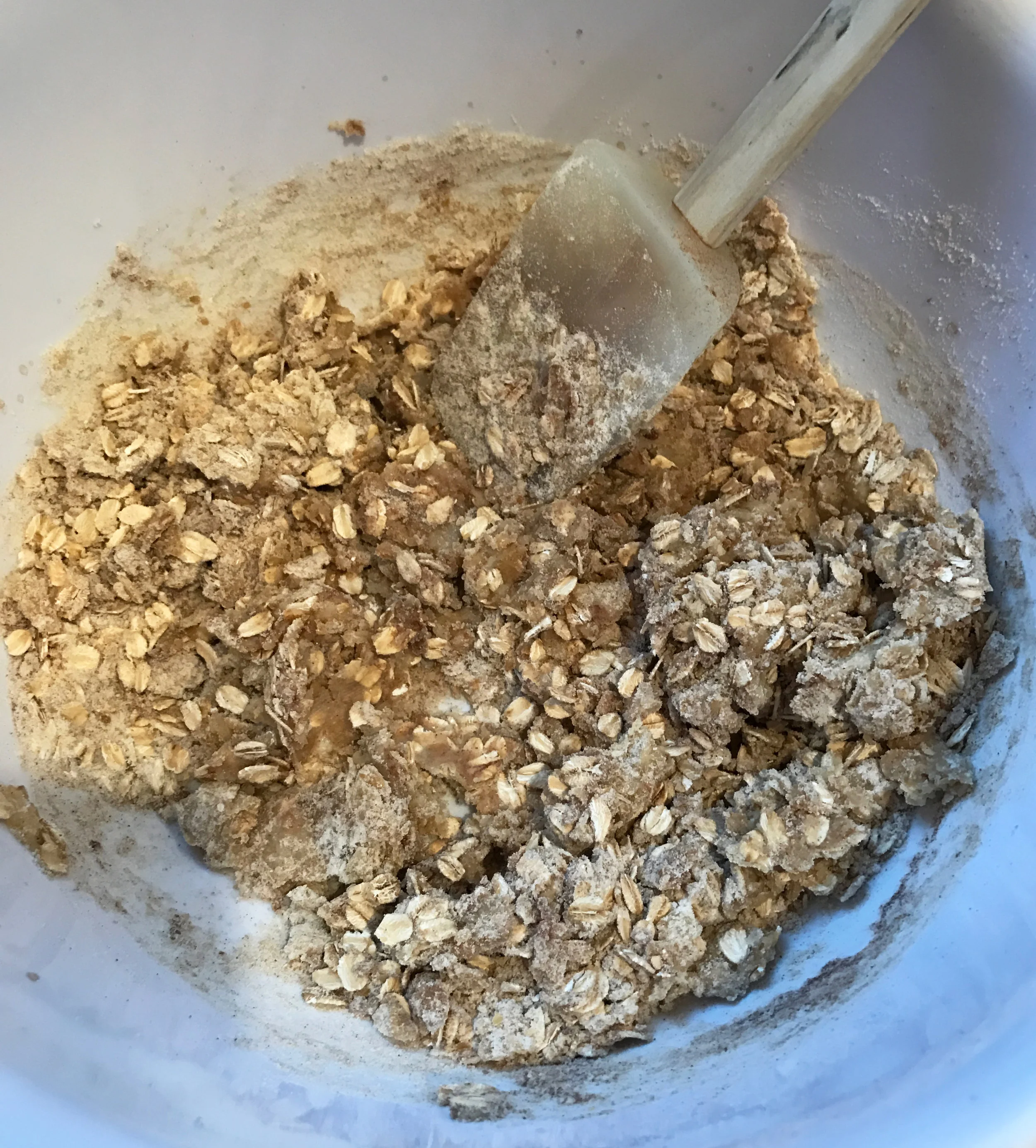 The very crumbly dough, pre-carob chips.