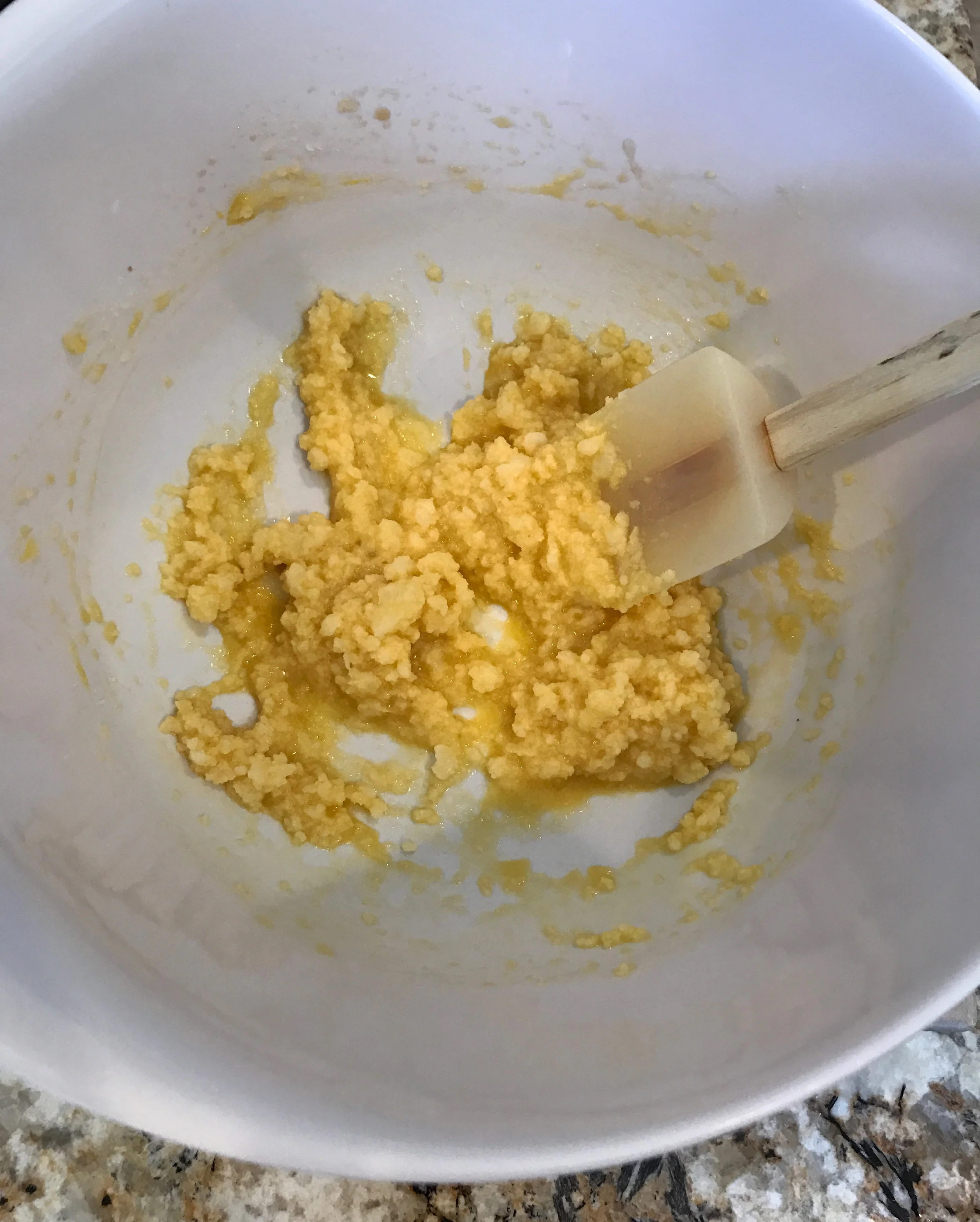 The evident egg // vanilla // Truvia // coconut oil mixture.