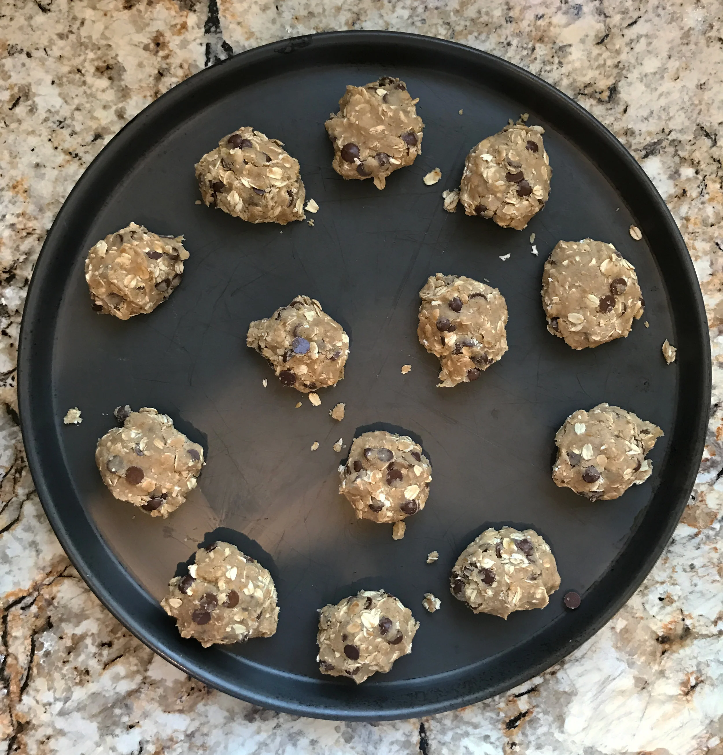 Ready to chill for an hour! I used a round baking sheet here, but any type of non-stick sheet is great!