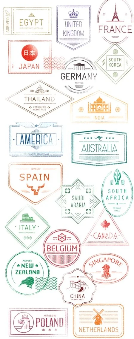 The well-traveled flash their stamps. Image via Pinterest.