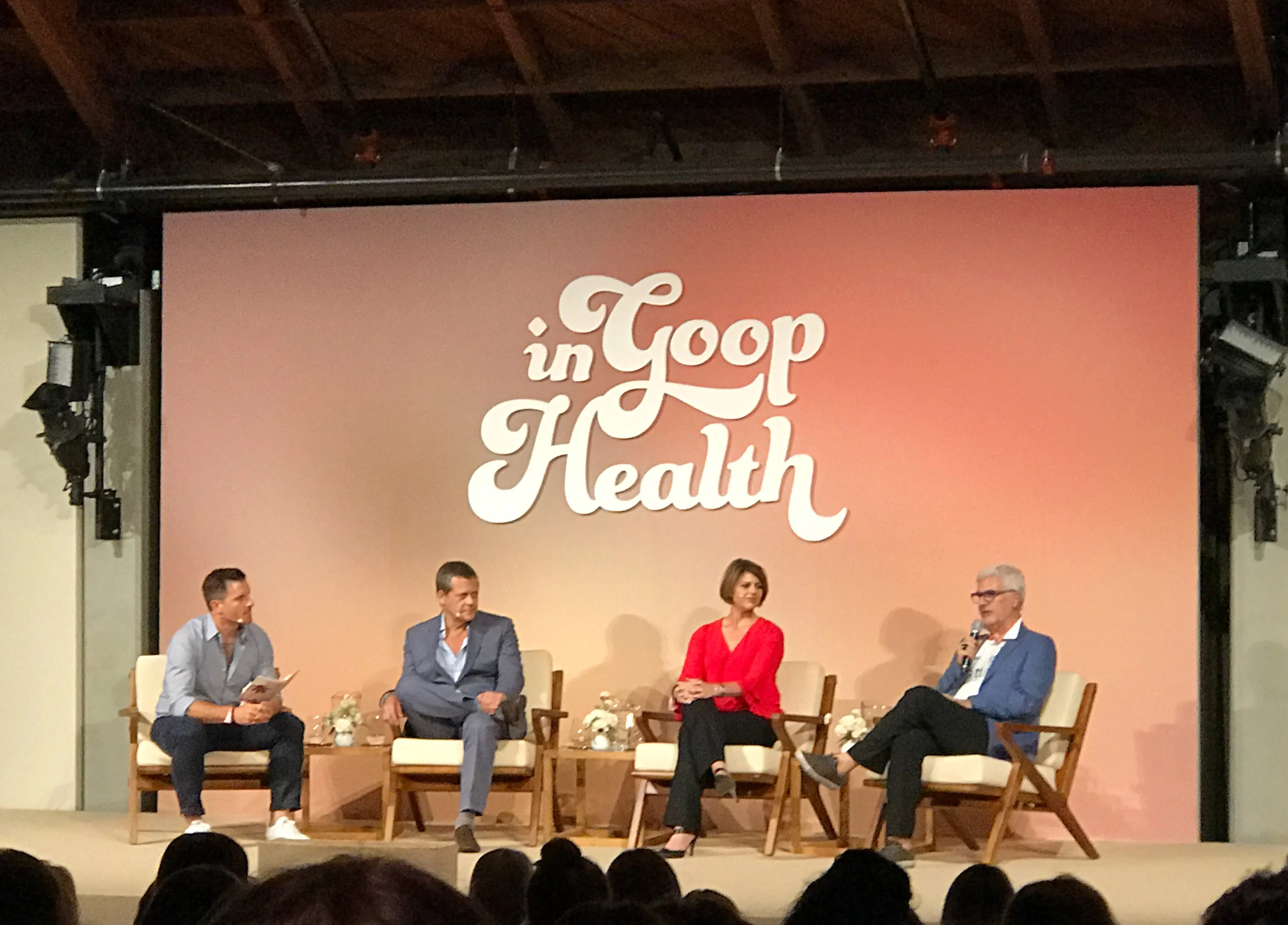 Chef Seamus Mullen, Dr. Alejandro Junger, Dr. Amy Myers, and Dr. Steven Gundry on the Gut Check panel.