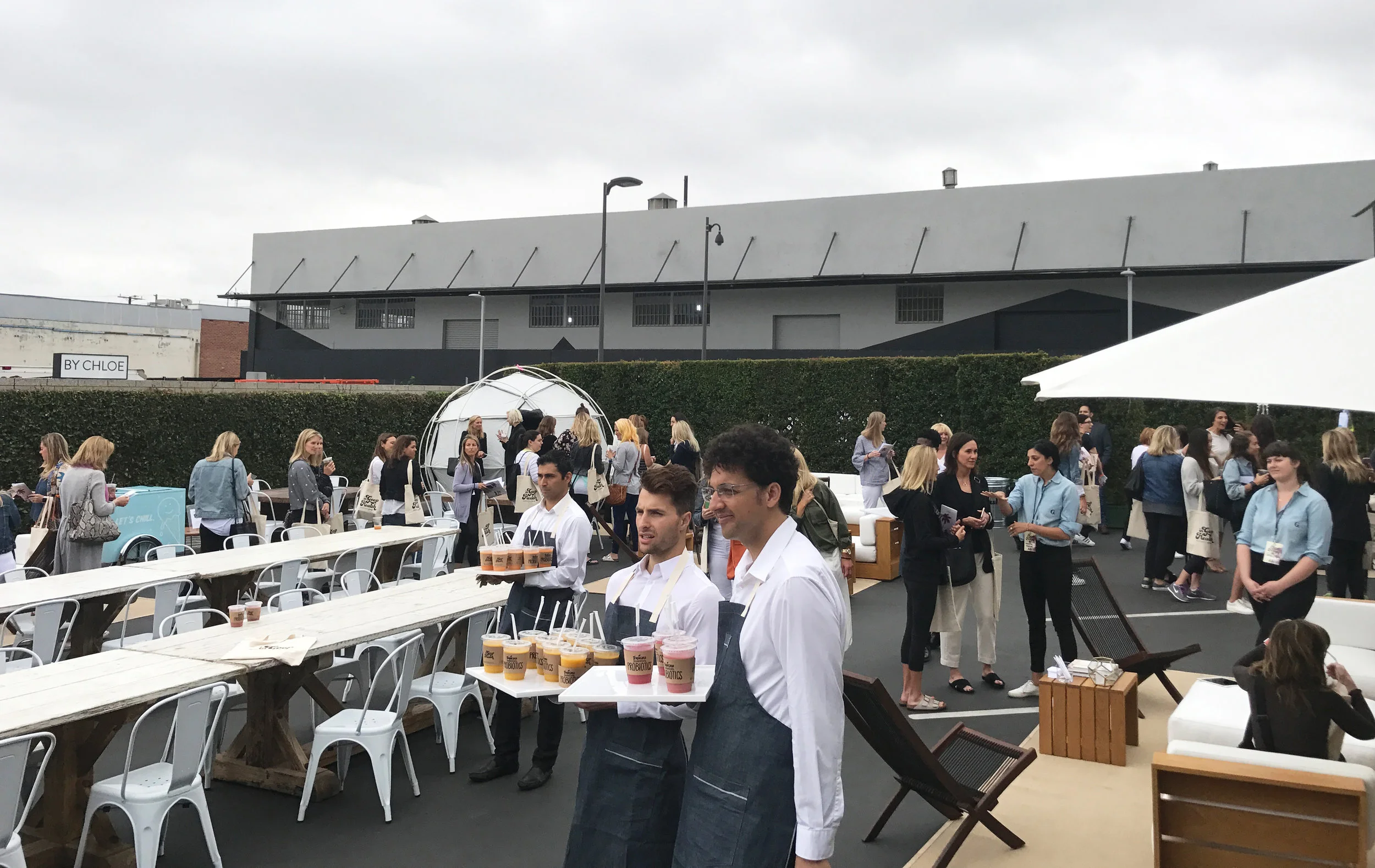 Goop's very own Oompa Loompas serving magical concoctions in 3Labs' outdoor space.