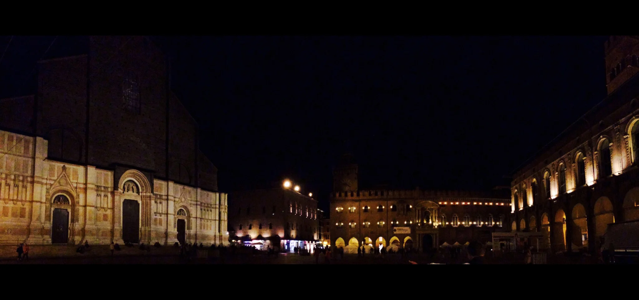 Piazza Maggiore, also know as Piazza Grande, at night.