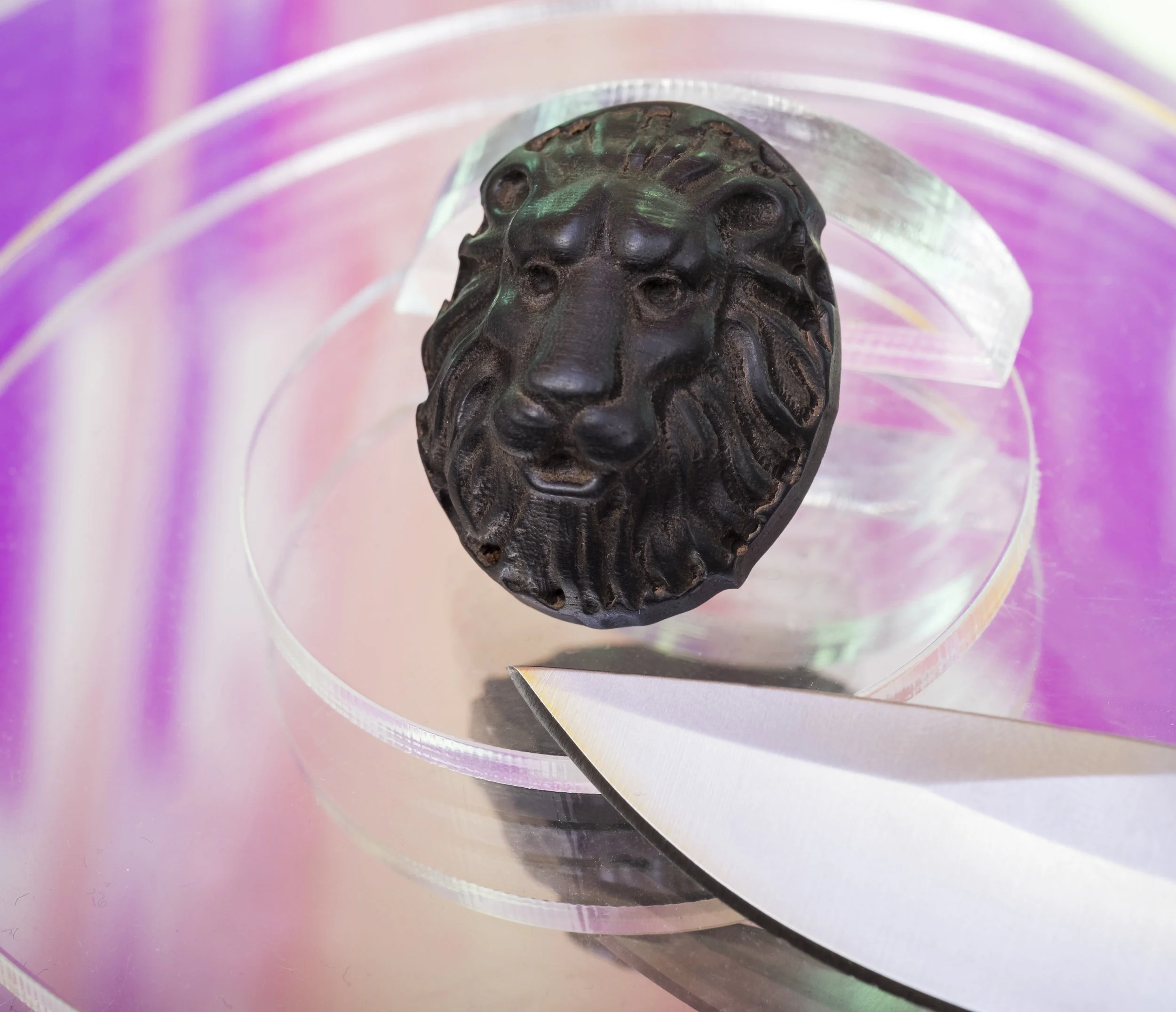 Usinage, tête de lion 30mm, ébène, 2017
