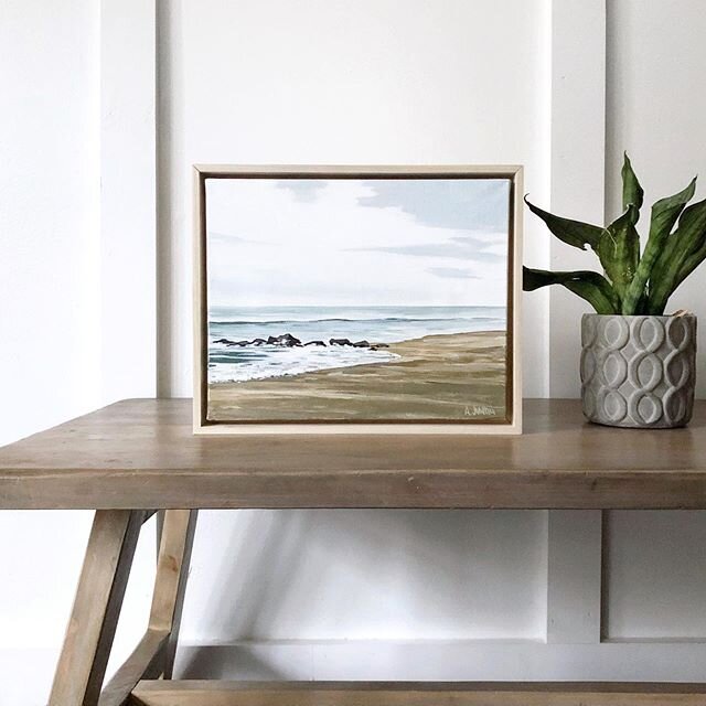 I just finished up this 8x10 jetty seascape in a floating poplar wood frame // acrylic on canvas