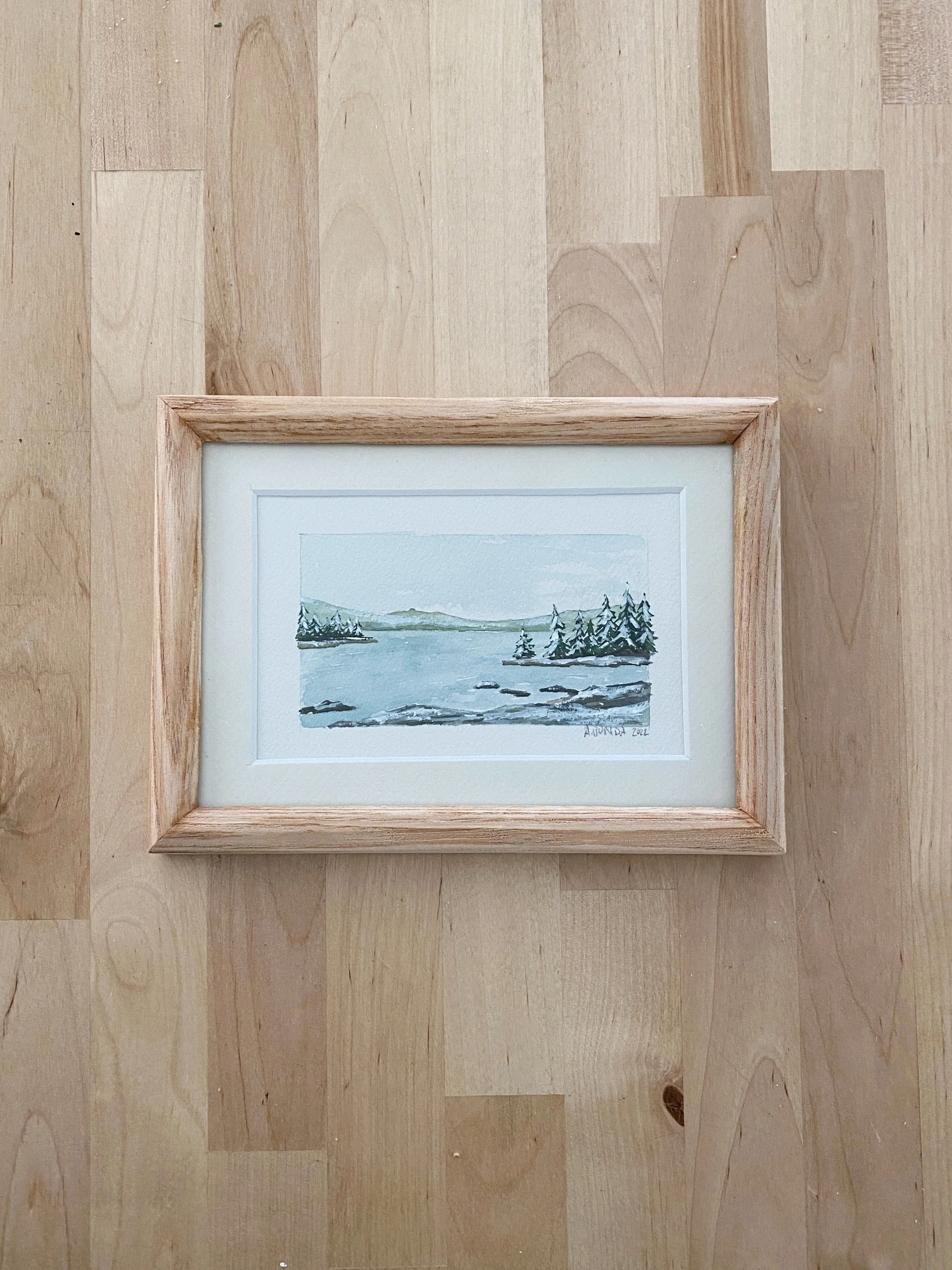 Original Watercolor Painting in Vintage Frame