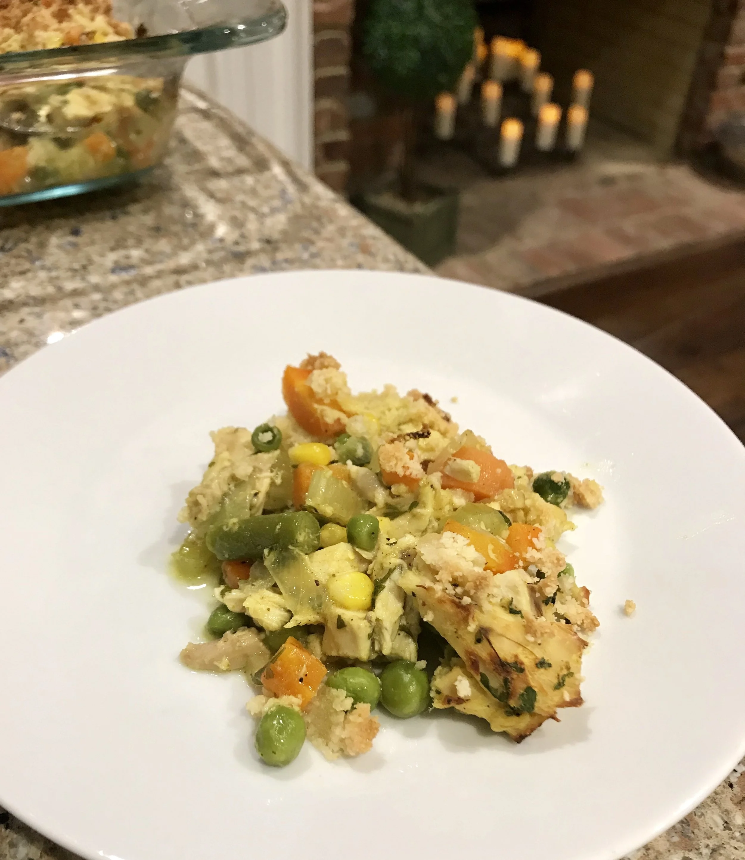 Chicken Pot Pie with Almond Crumble Topping