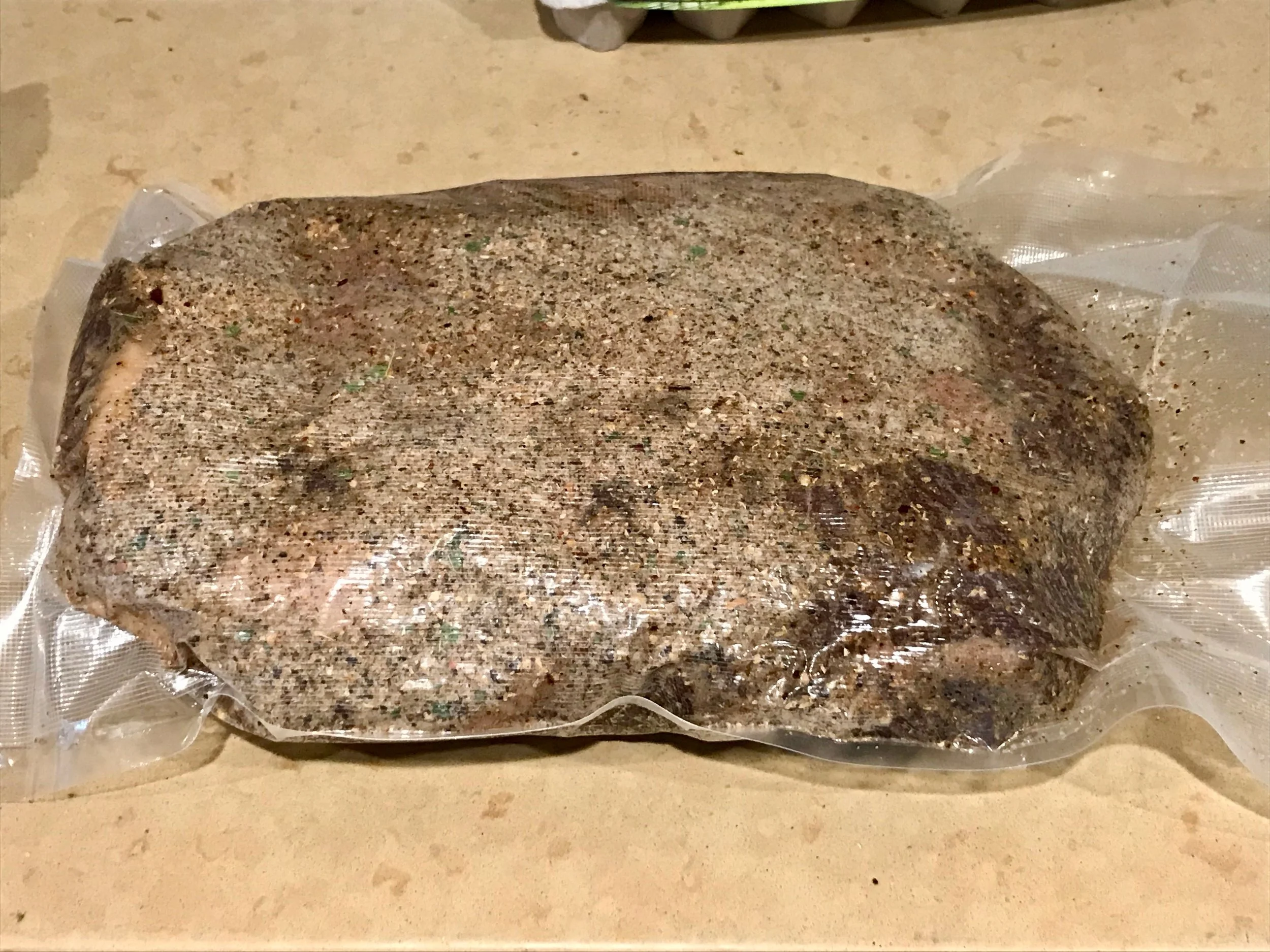 Brisket ready for dry brining..