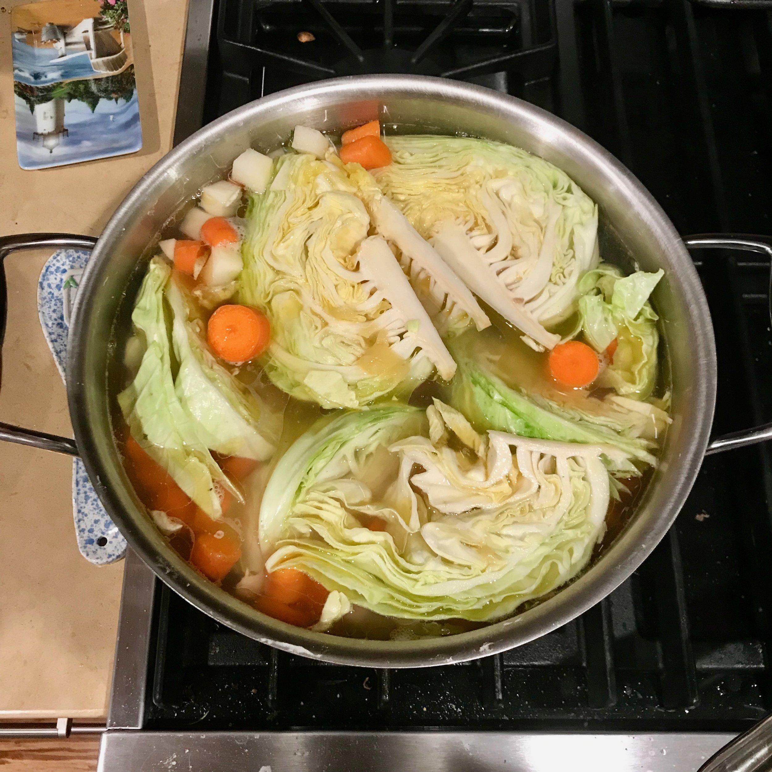 Veggies in the pot.