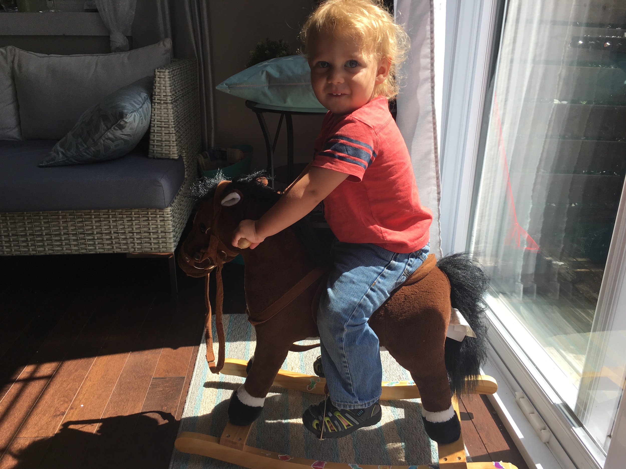 Caleb on his rocking horse, another fun find. 