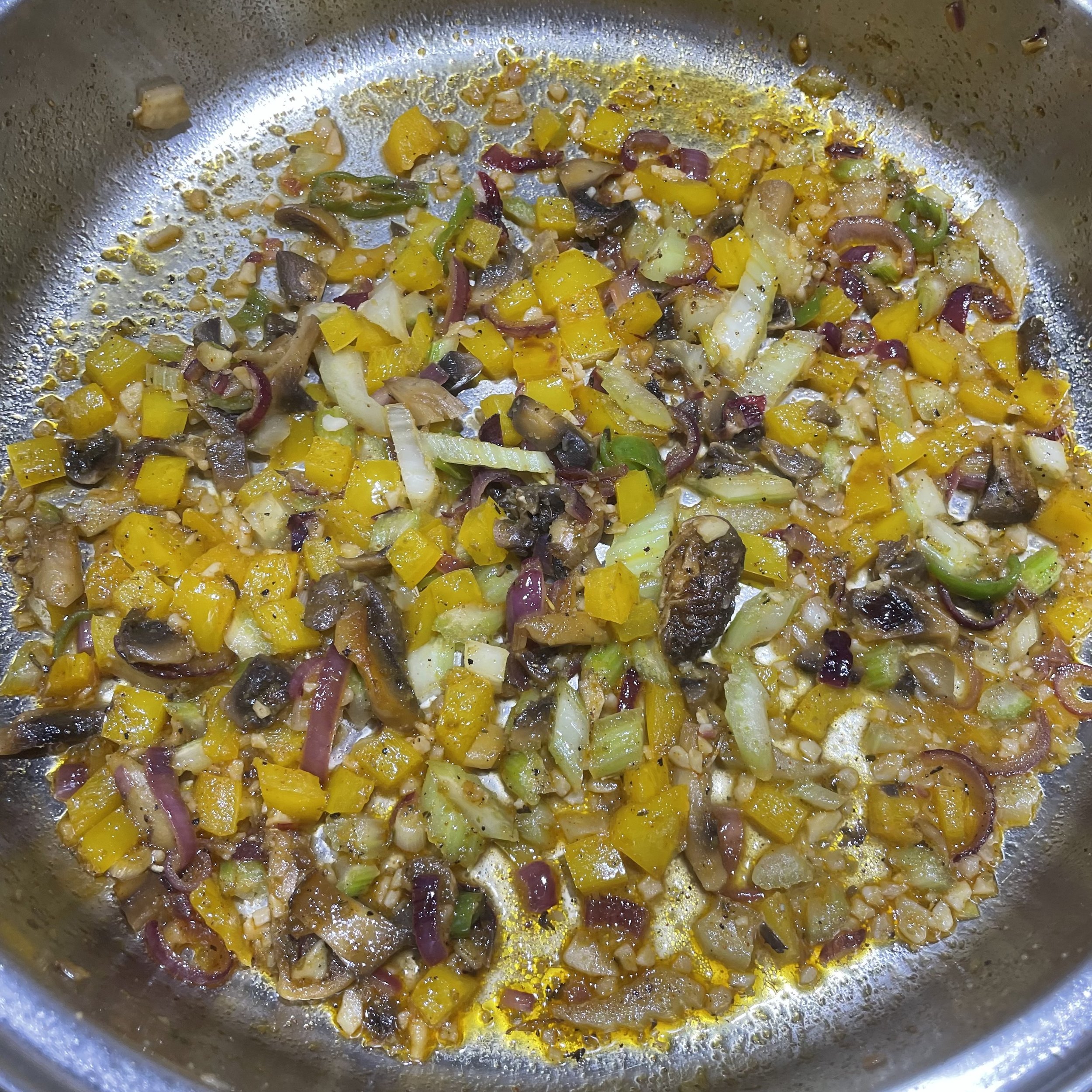 Sweating vegetables in pan