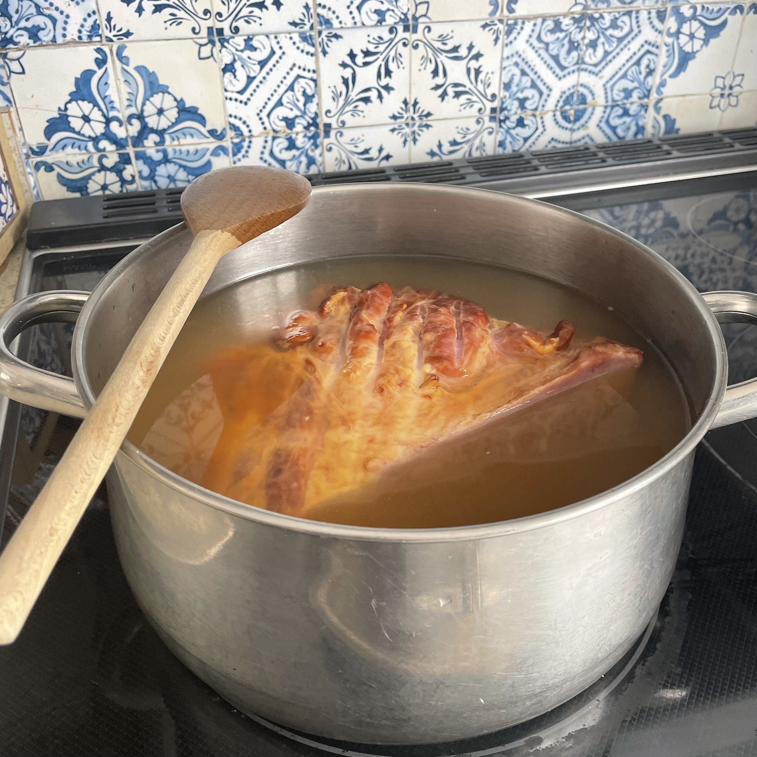 Simmering Ham in Apple Juice and Maple SUgar.jpeg