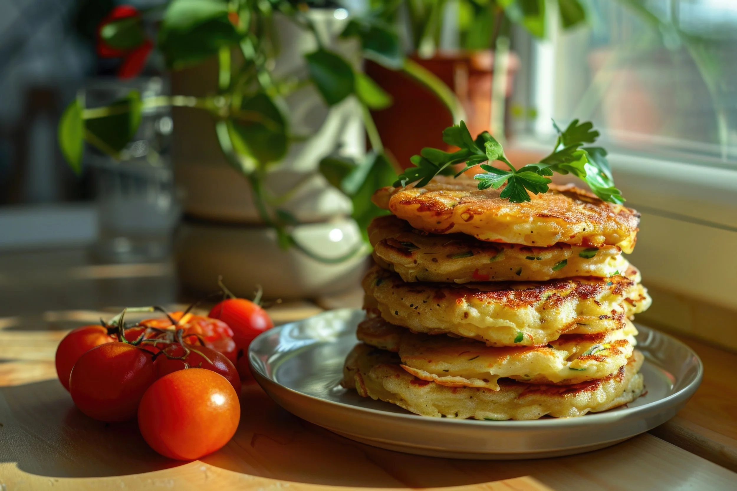 Savory Pancakes | Bacon, Corn, Zucchini and Cheese