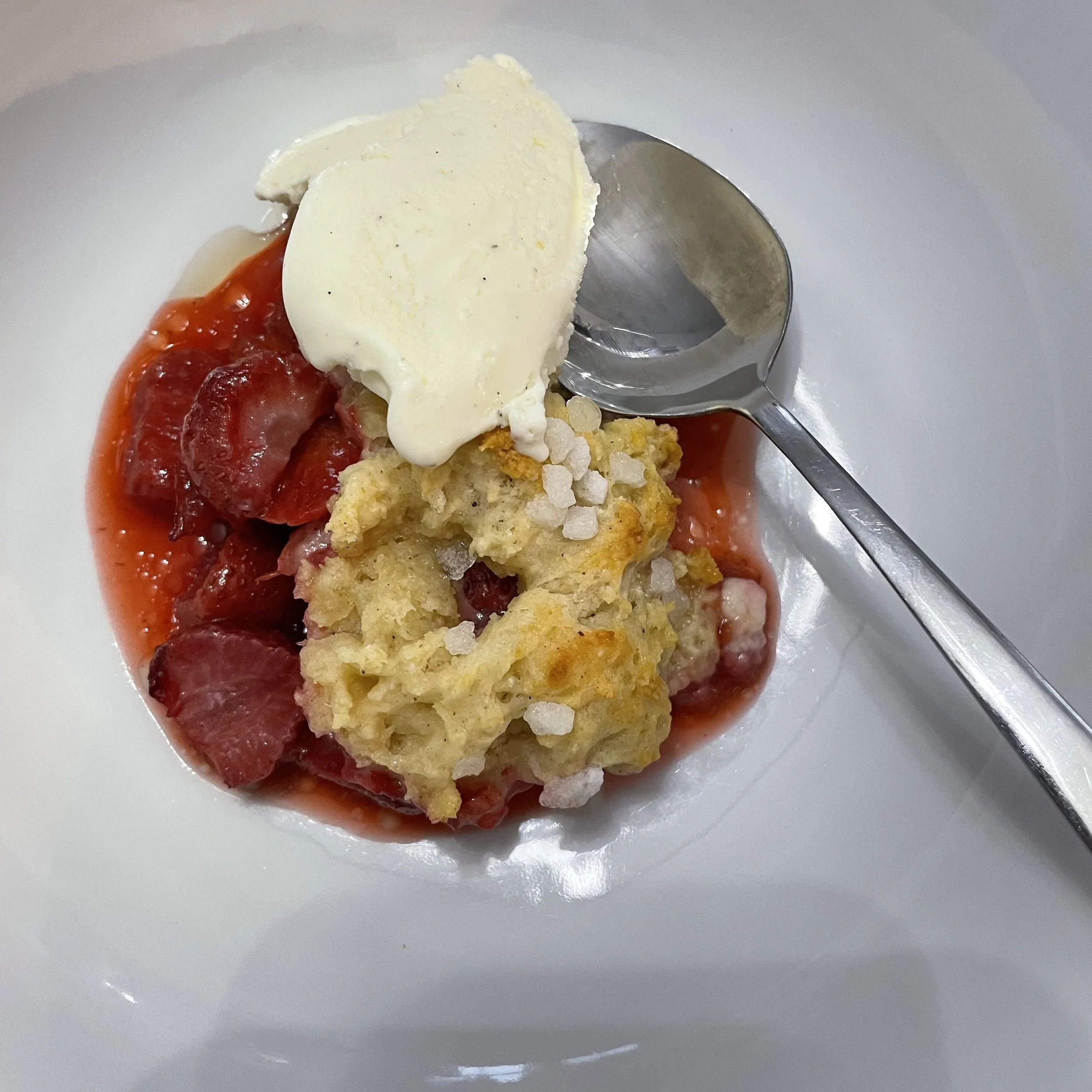 Strawberry and Rhubard Summer Cobbler