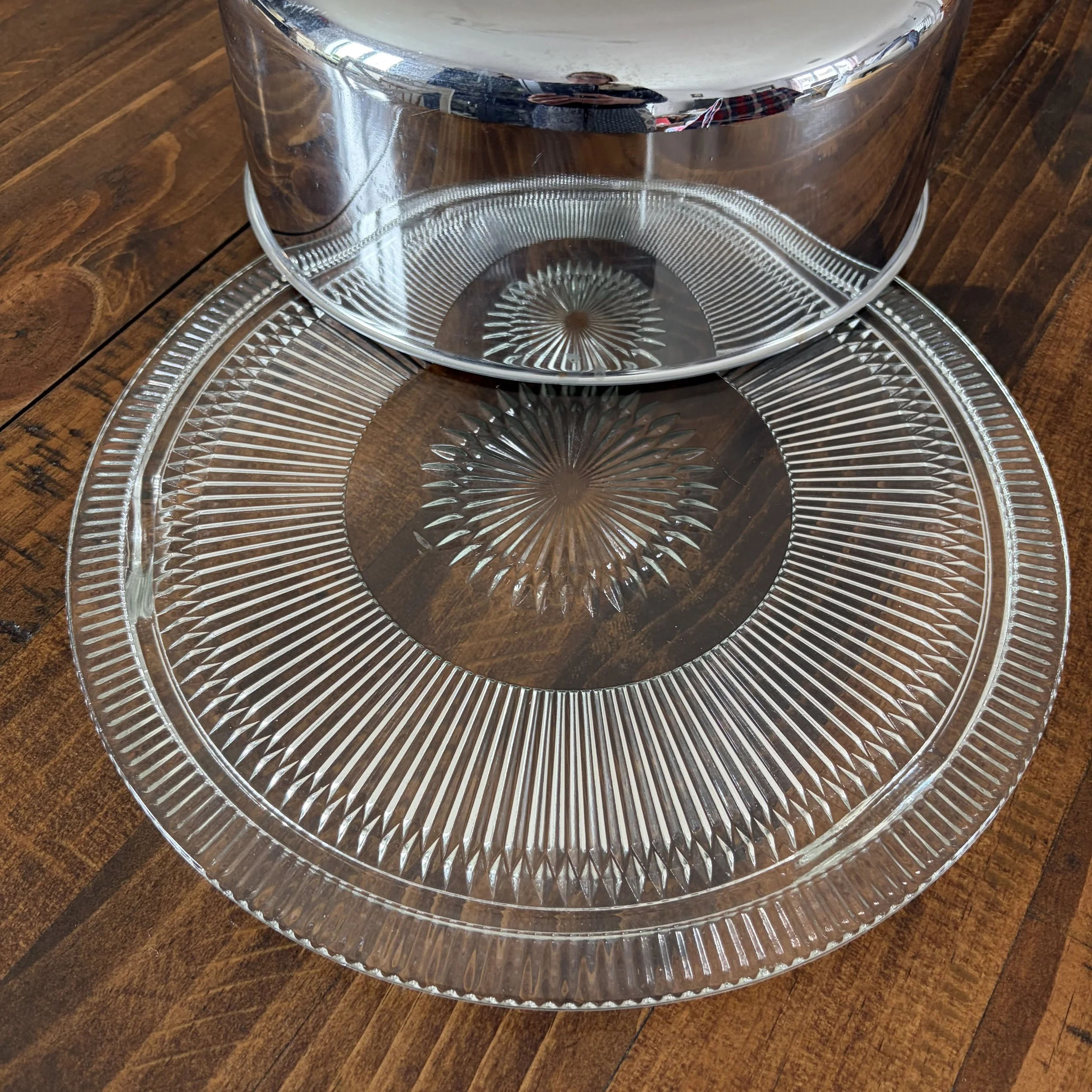 Glass Cake Plate with Chrome Dome 2.jpeg