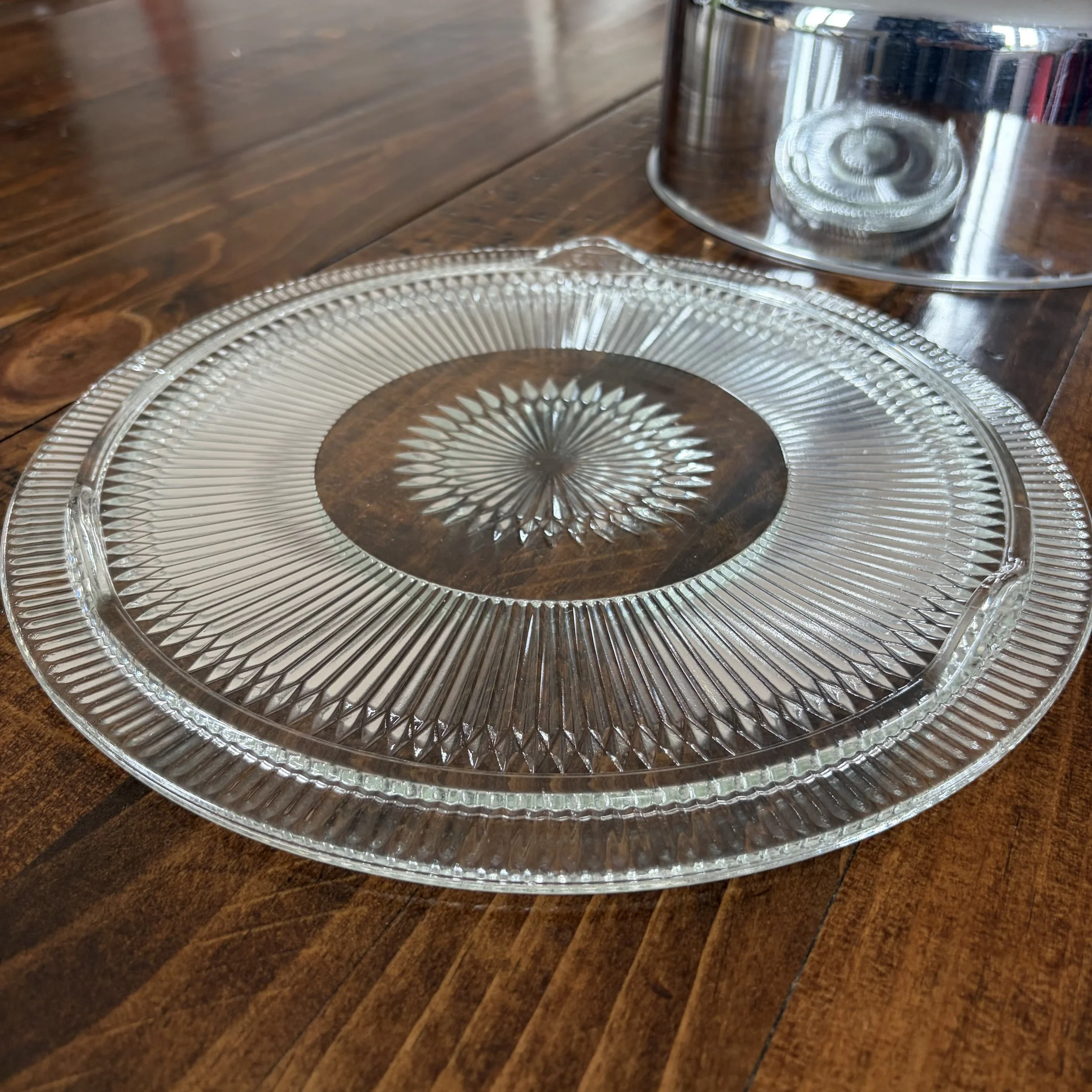 Glass Cake Plate with Chrome Dome 3.jpeg