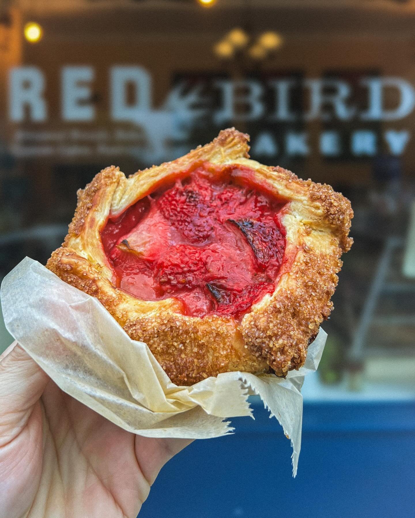 It&rsquo;s BACK!!! 🎉 Strawberry Rhubarb in Both Our Galette And Squares! Available in Our Cafes AND The Farmers Markets!!! 🍓💕🍓💕🍓 ~ Strawberry Season is my Personal Favorite 😍👍