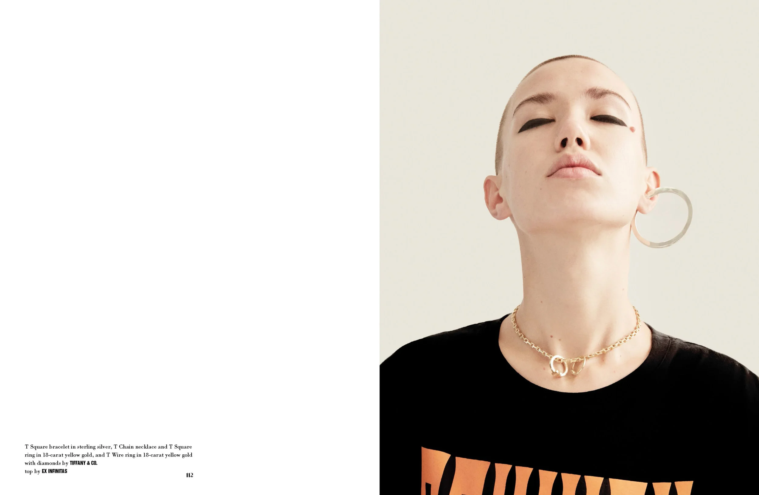 (RIGHT) MODEL WEARS SS17 BLACK/ORANGE SEXWAX T-SHIRT