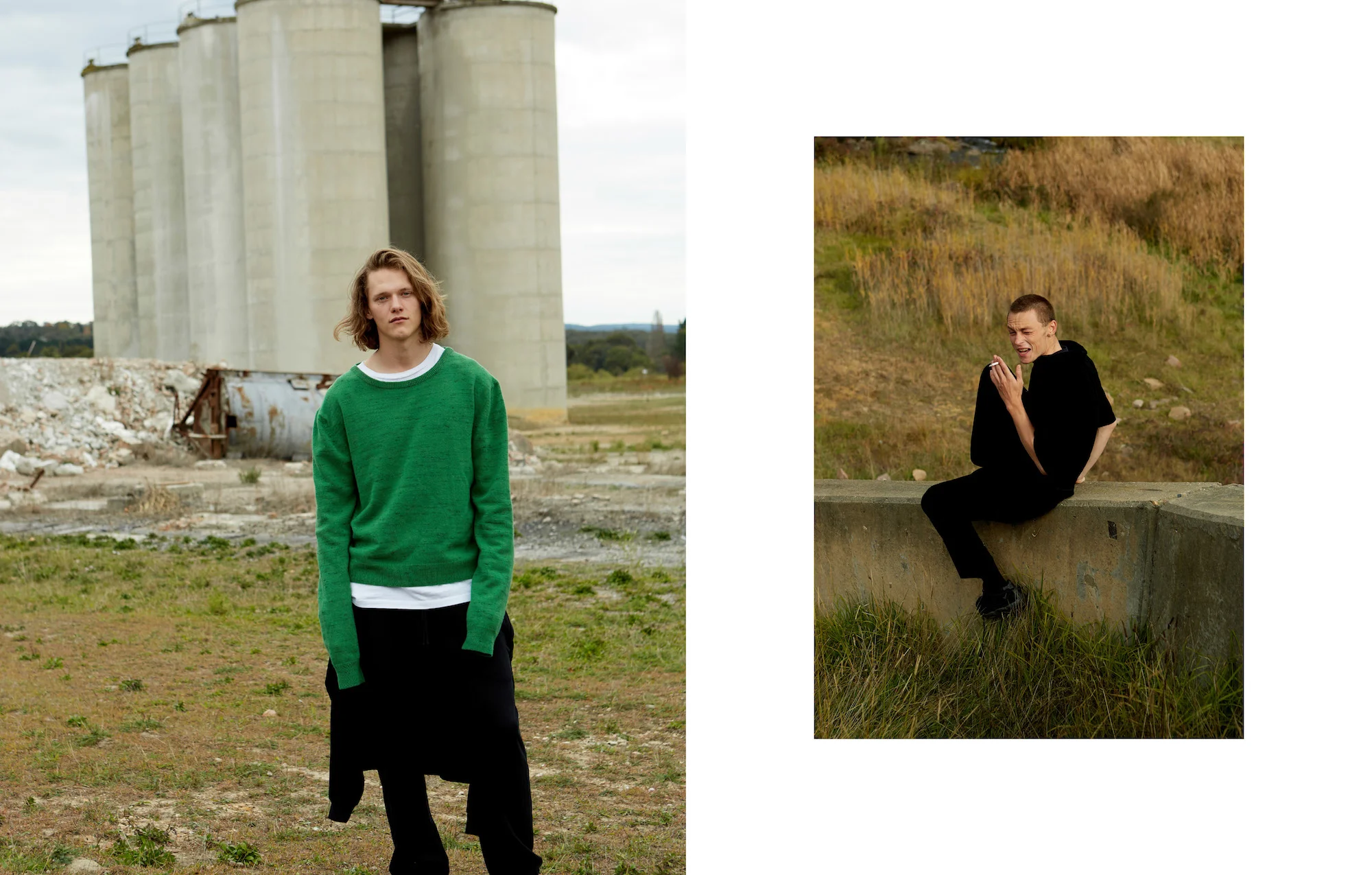 (LEFT) RYAN WEARS SURF CASHMERE KNIT CREW NECK & HYBRID HOODIE TRACKPANT