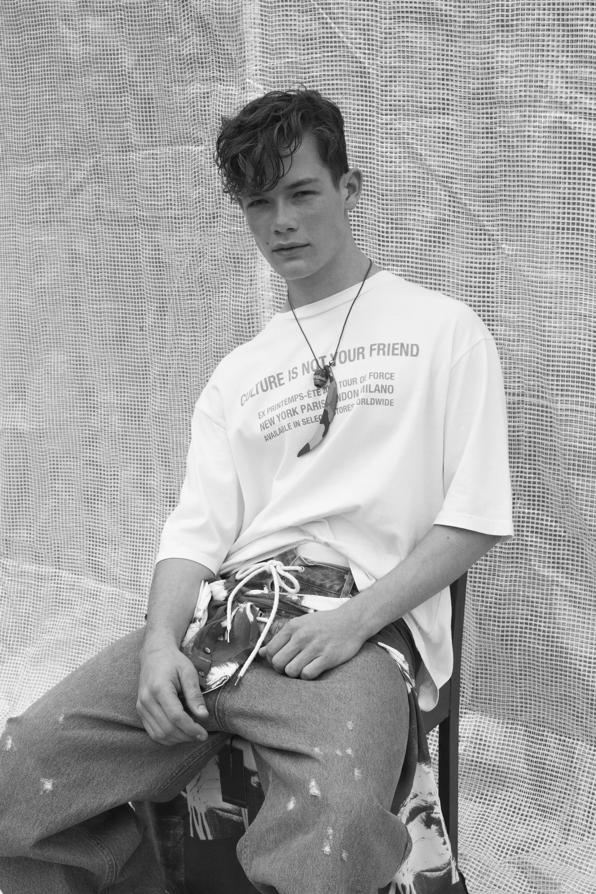 ED WEARS SS18 ANTI-CULTURE T-SHIRT & ESSENTIAL TIE UP LOOSE JEAN
