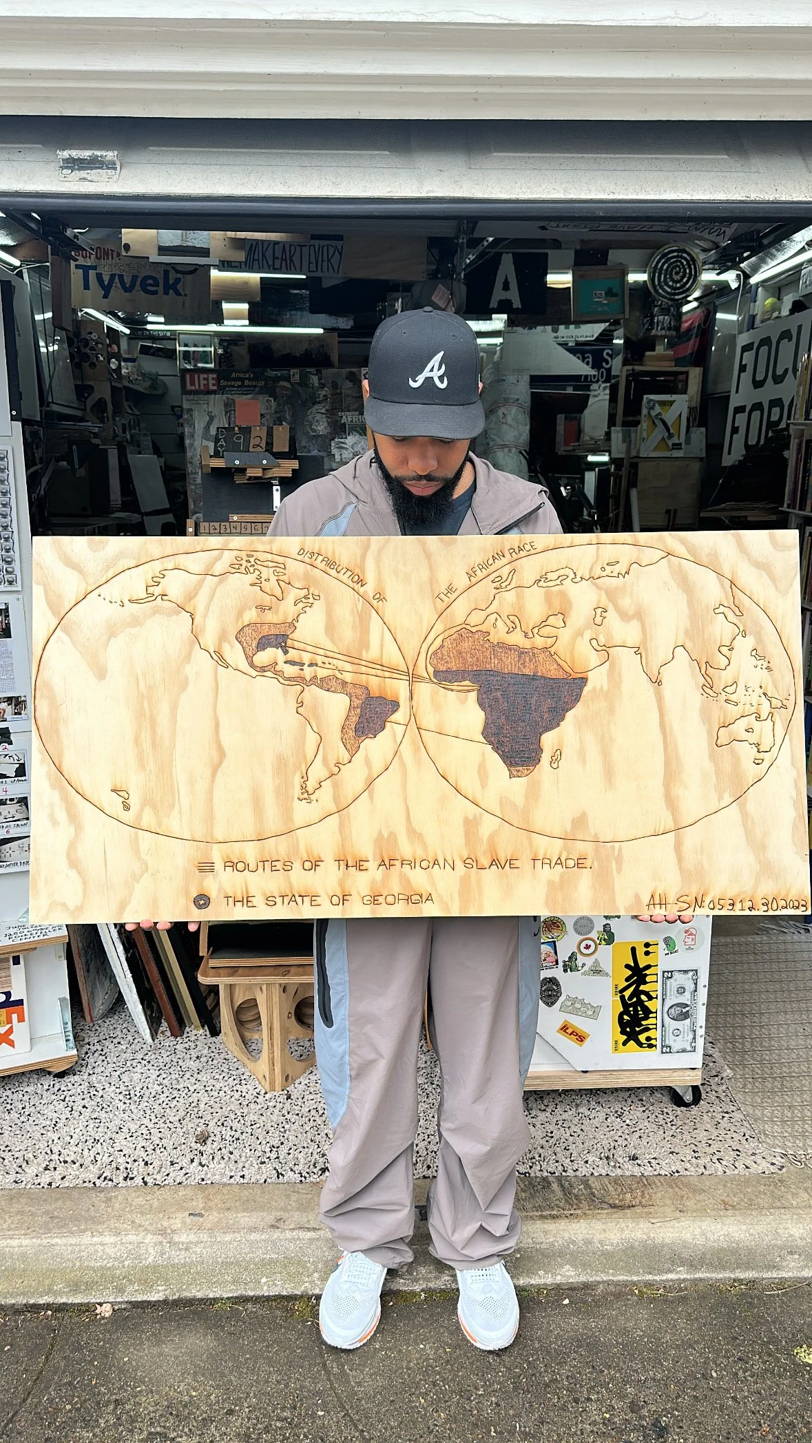 "Distribution of the African Race - Pyrography"