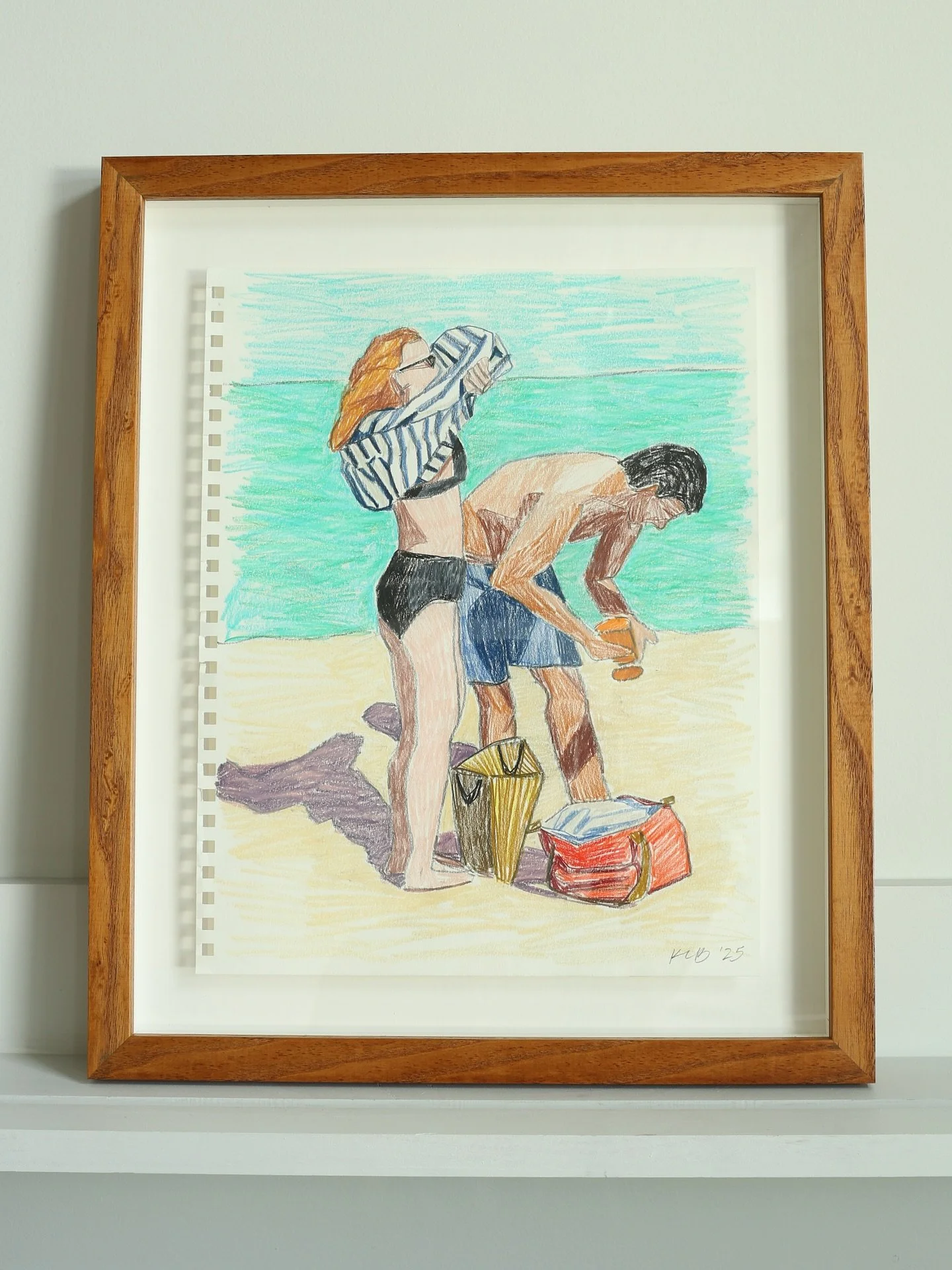 Hanging onto summer a bit longer! Shop remaining &lsquo;Summer Studies&rsquo; available on my site.

#coloredpencil #sketch #artframing #figuredrawing #beachart #michiganartist