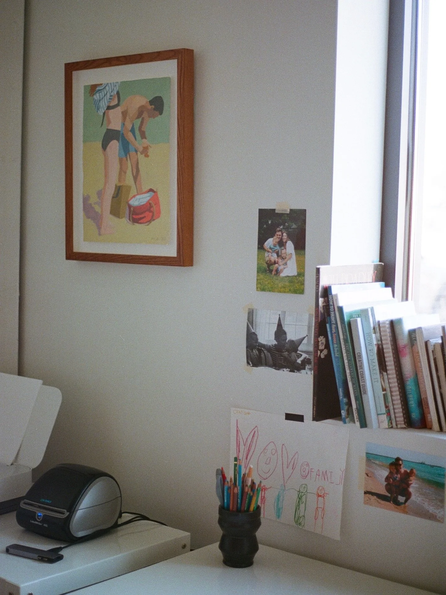 Studio desk on 🎞️ featuring the original painting for the month of September in the 2026 calendar. Your friendly reminder that pre-orders close tomorrow if you want one guaranteed. 🌞