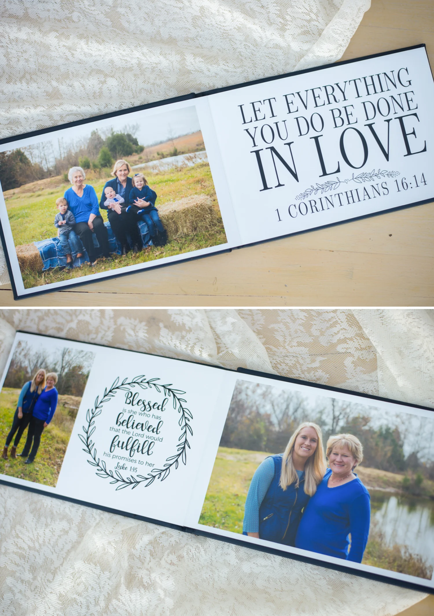 Featuring a couple of spreads from the Barlow family's album I created.