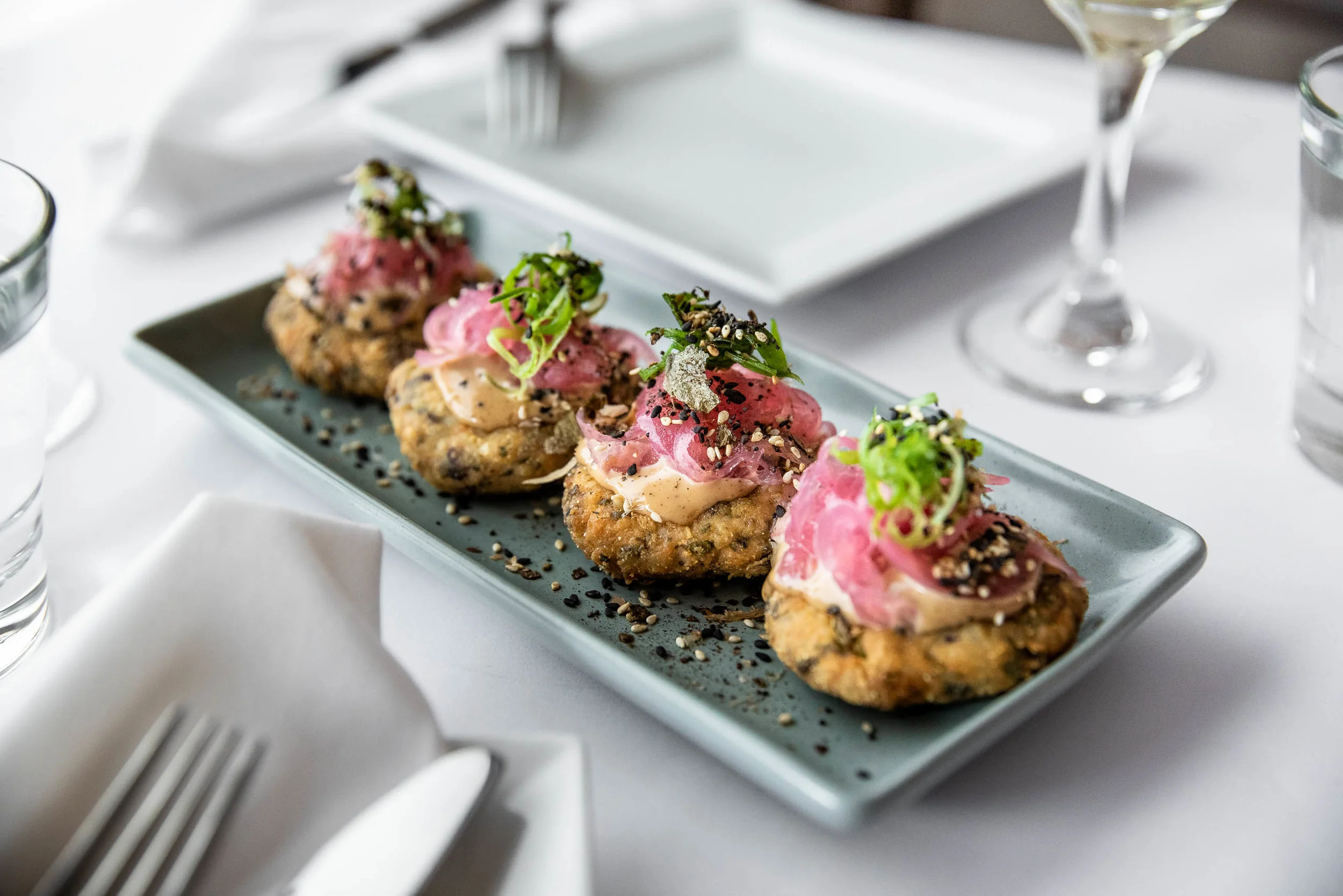 Barramundi & two rice fish cakes