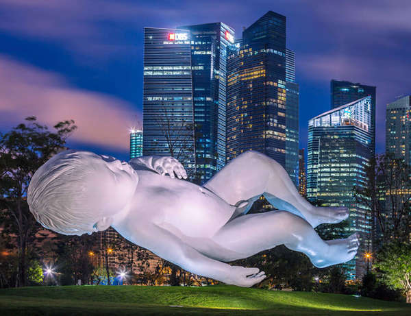 Planet by Marc Quinn , against the Singapore skyline in 2015. Image source and more info here.
